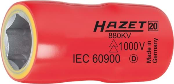 Picture of HAZET Socket ∙ hexagon ∙ with protective insulation 880KV-9 ∙ 3/8 inch (10 mm) square, hollow ∙ Outside hexagon traction profile ∙ size 9 mm