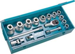 Picture of HAZET Socket set 1100Z ∙ 1 inch (25 mm) square, hollow ∙ Outside 12-point profile ∙ 32 ∙ 36 ∙ 41 ∙ 46 ∙ 50 ∙ 55 ∙ 60 ∙ 65 ∙ 70 ∙ 75 ∙ 80 ∙ Number of tools: 17