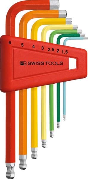 Afbeelding van Winkelschraubendreher- Satz im Kunststoffhalter 7-teilig 1,5-6mm Rainbow Kugelkopf PB Swiss Tools