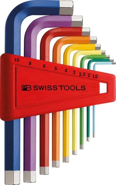 Afbeelding van Winkelschraubendreher- Satz im Kunststoffhalter 9-teilig 1,5-10mm Rainbow PB Swiss Tools