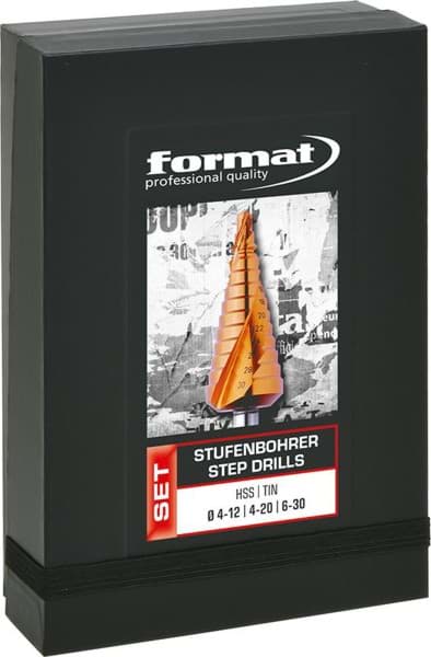 Bild von Stufenbohrer-Set HSS TiN spiralgenutet 4-30mm FORMAT #13200013