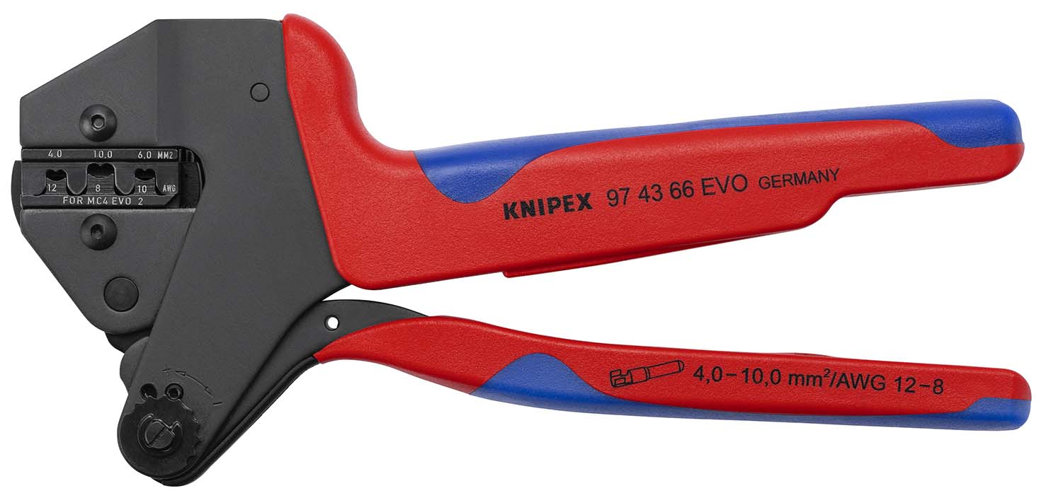 KNIPEX 97 43 66 EVO Crimp-Systemzange für auswechselbare Crimpeinsätze mit Mehrkomponenten-Hüllen brüniert 200 mm