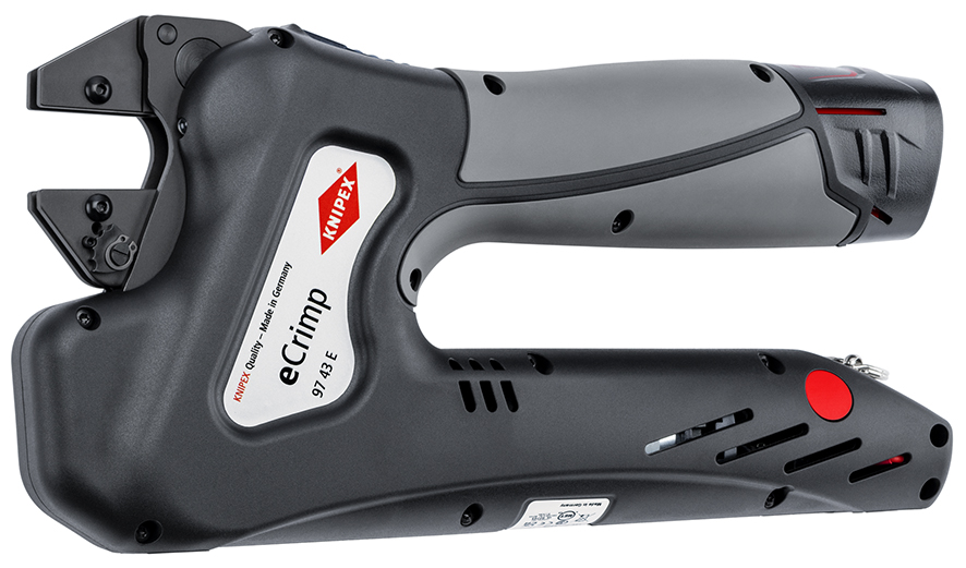 KNIPEX 97 43 E eCrimp Elektromechanische Crimp-Systemzange für auswechselbare Crimpeinsätze 270 mm