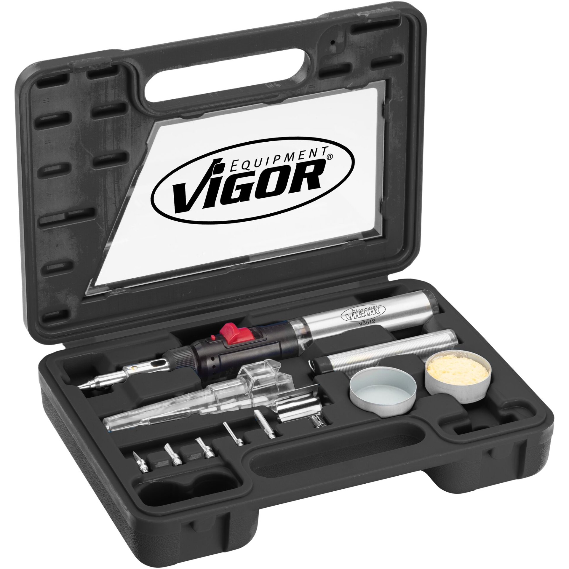 VIGOR Gas Lötkolben-Satz ∙ V5512 ∙ 12-teilig ∙ Anzahl Werkzeuge: 12