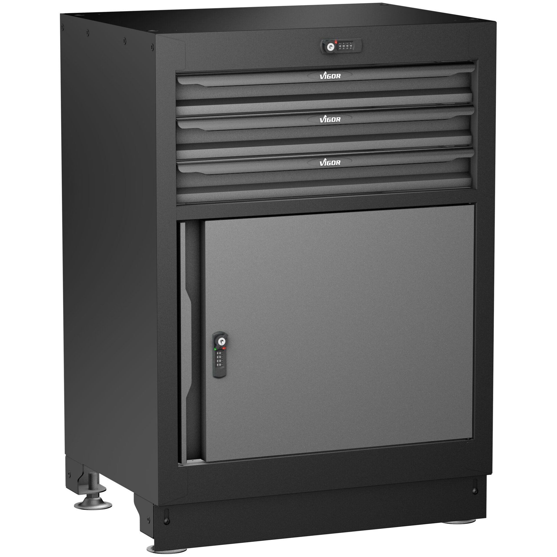 VIGOR Schubladen-Unterschrank ∙ 3 Schubladen ∙ 676 mm ∙ V6000-030 ∙ L x B x H: 676 mm x 500 mm x 953 mm