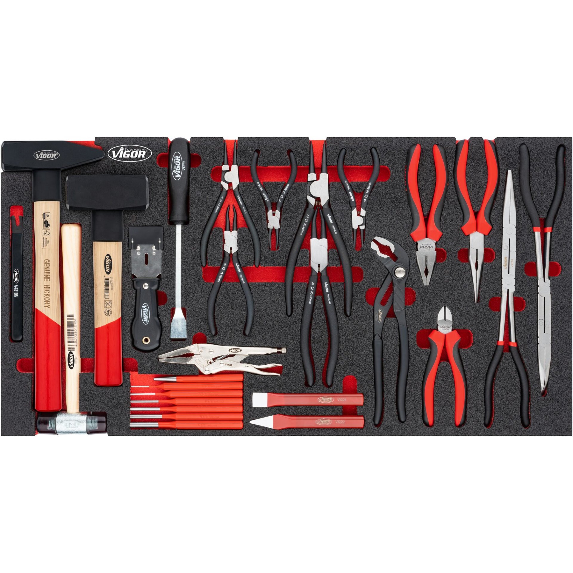 VIGOR Zangen ∙ Hammer ∙ Meißel Satz ∙ für Series XL ∙ V5638N ∙ 29-teilig ∙ Anzahl Werkzeuge: 29
