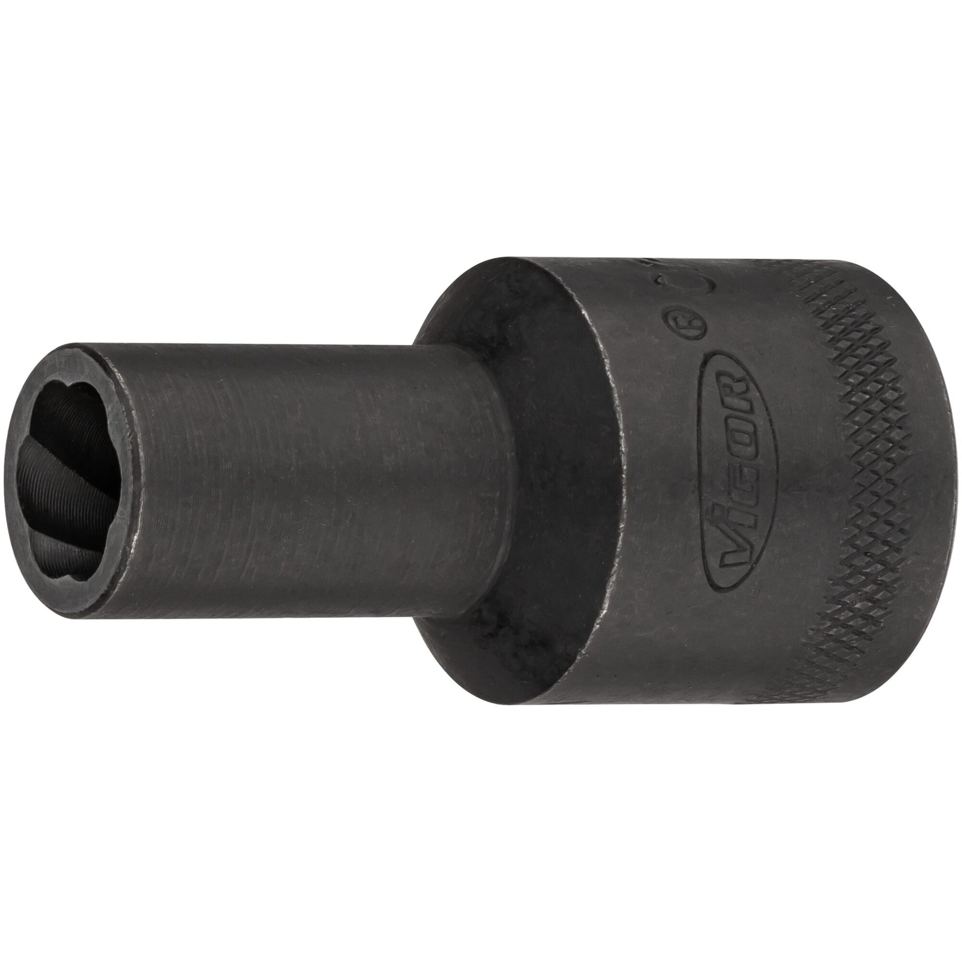 VIGOR Spiralnutenausdreher-Einsatz ∙ V2404N ∙ 1/2 Zoll (12,5 mm) Vierkant hohl ∙ Außenprofil Schraubenausdreher