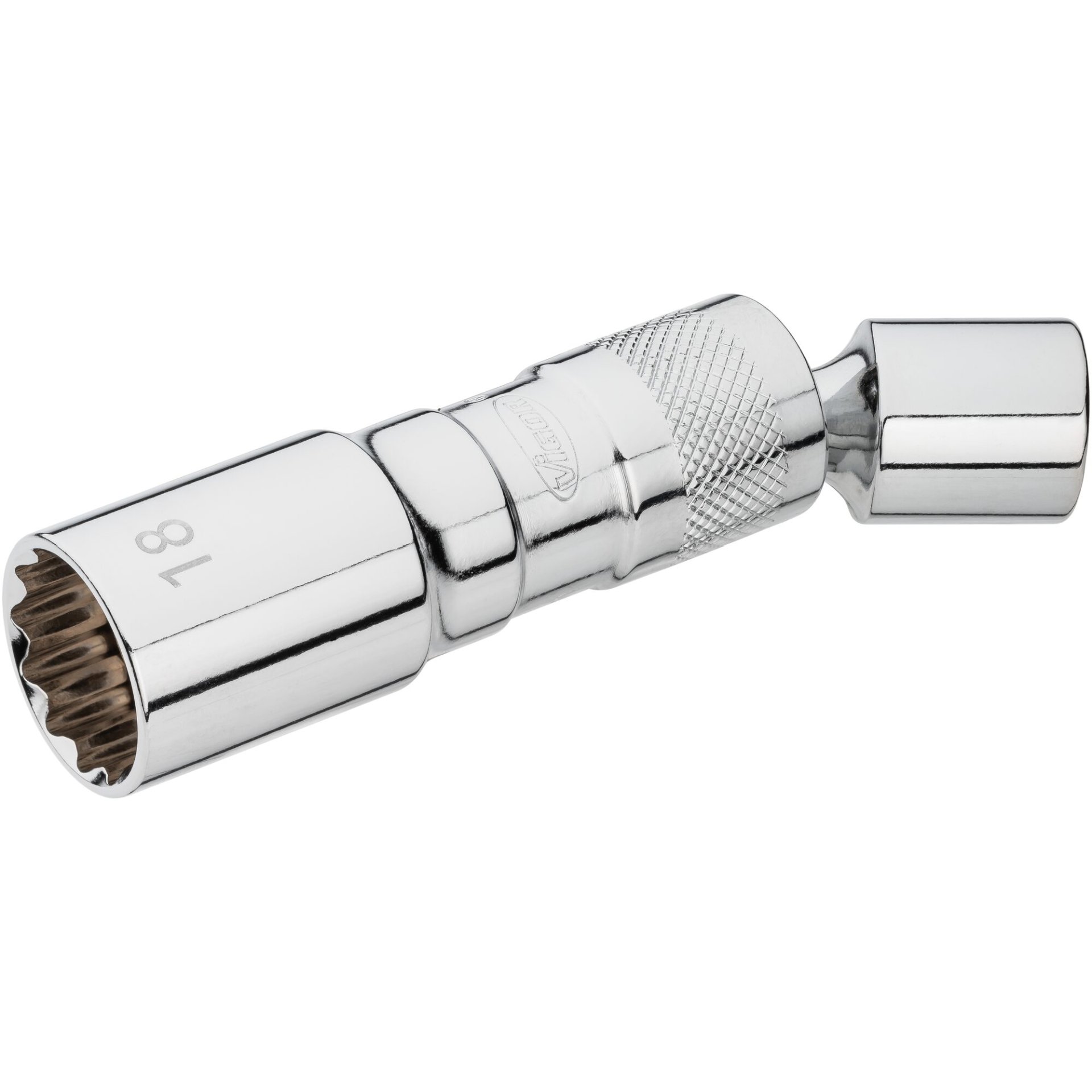 VIGOR Zündkerzen-Einsatz ∙ V7002-18 ∙ 3/8 Zoll (10 mm) Vierkant hohl ∙ Außenprofil Doppelsechskant ∙ SW 18 mm