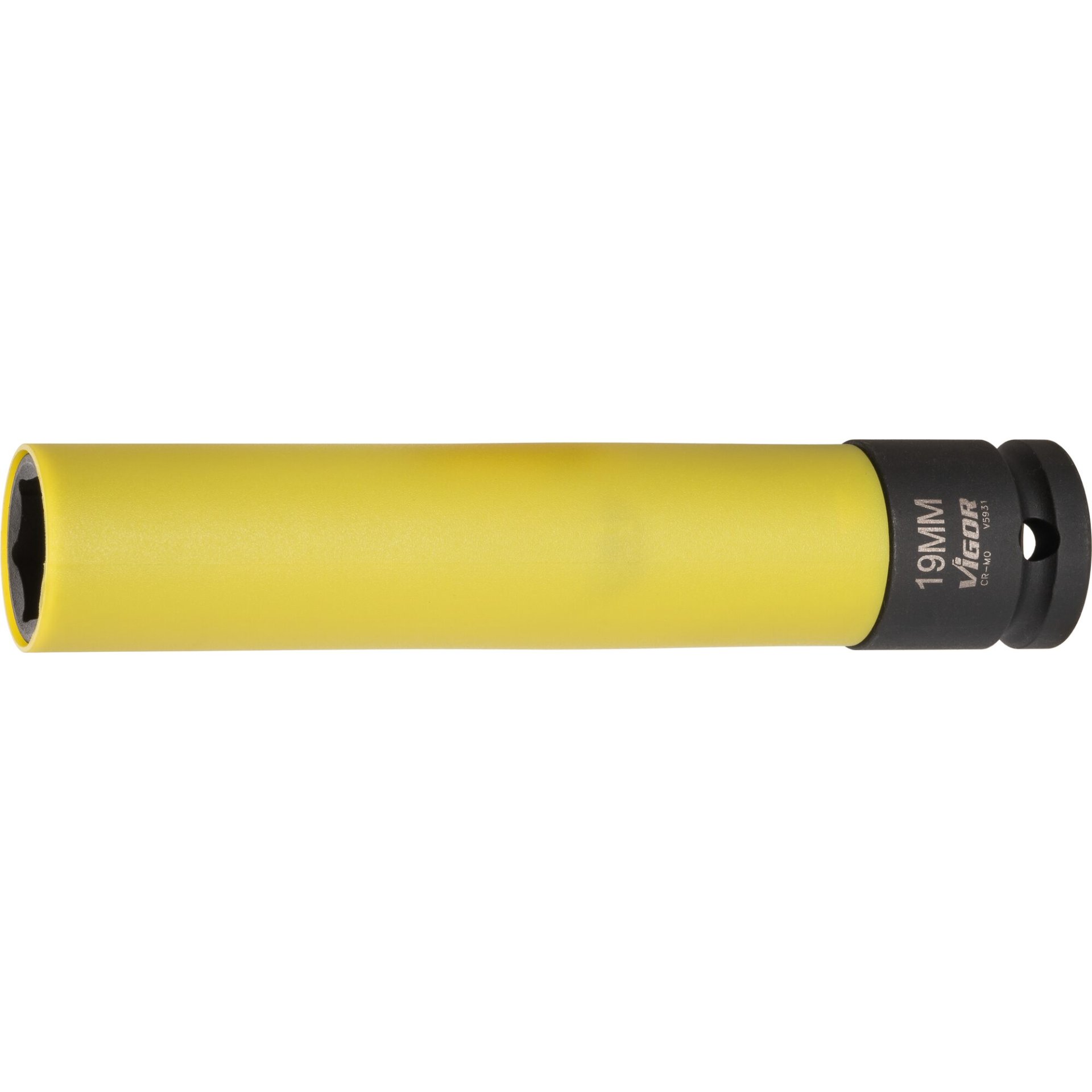 VIGOR Schlagschrauber Steckschlüsseleinsatz ∙ lang ∙ V5931 ∙ 1/2 Zoll (12,5 mm) Vierkant hohl ∙ Außenprofil Sechskant ∙ SW 19 mm