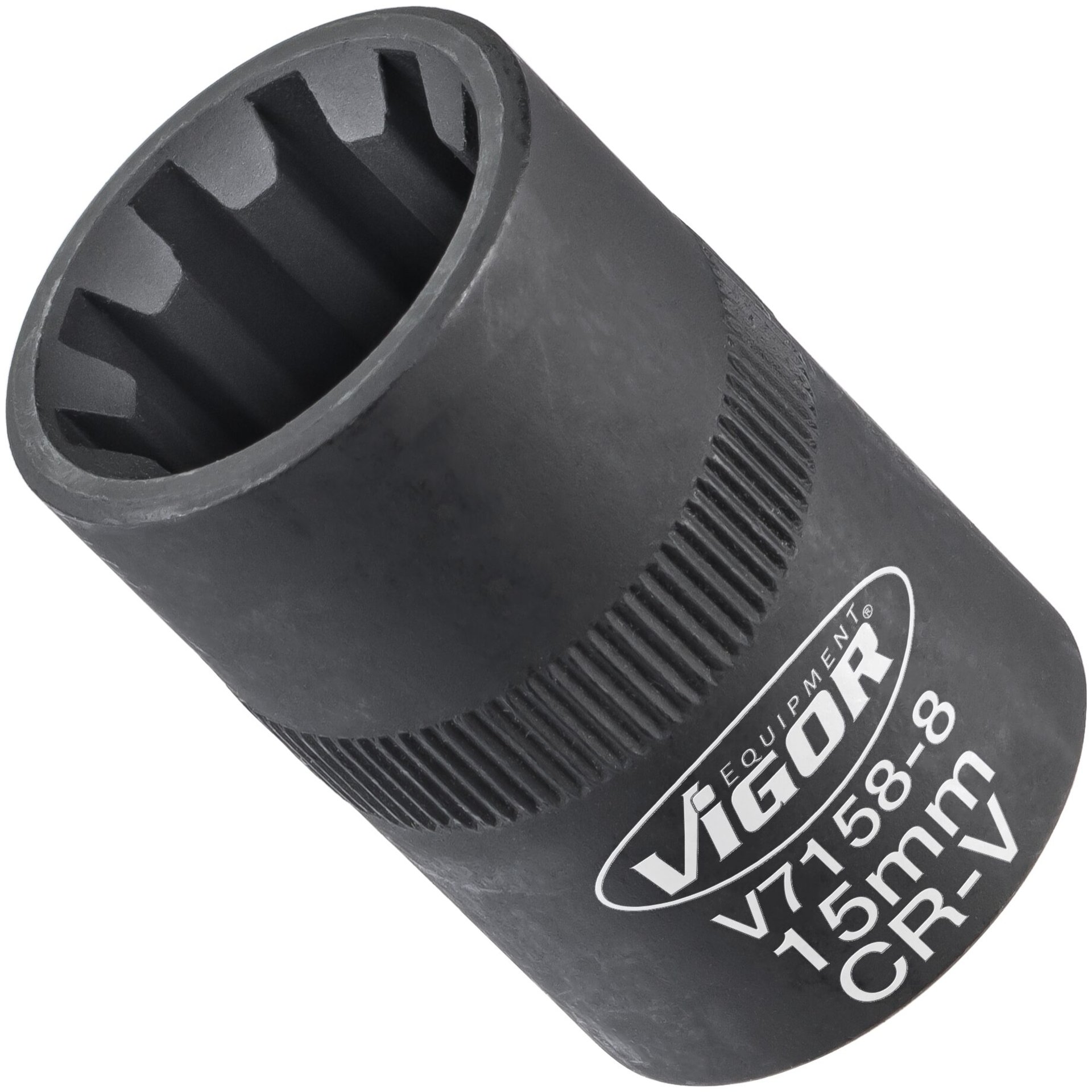 VIGOR Steckschlüsseleinsatz ∙ V7158-8 ∙ 3/8 Zoll (10 mm) Vierkant hohl ∙ Rillenprofil ∙ SW 15 mm