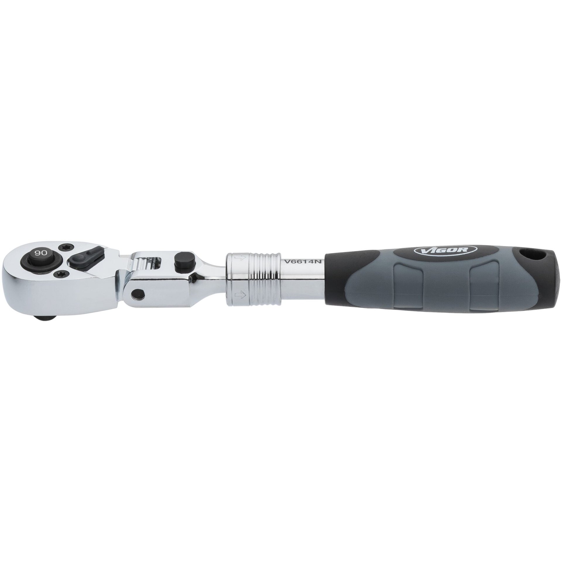 VIGOR Teleskop Gelenk-Umschaltknarre ∙ V6614N ∙ 1/4 Zoll (6,3 mm) Vierkant massiv ∙ 225 mm