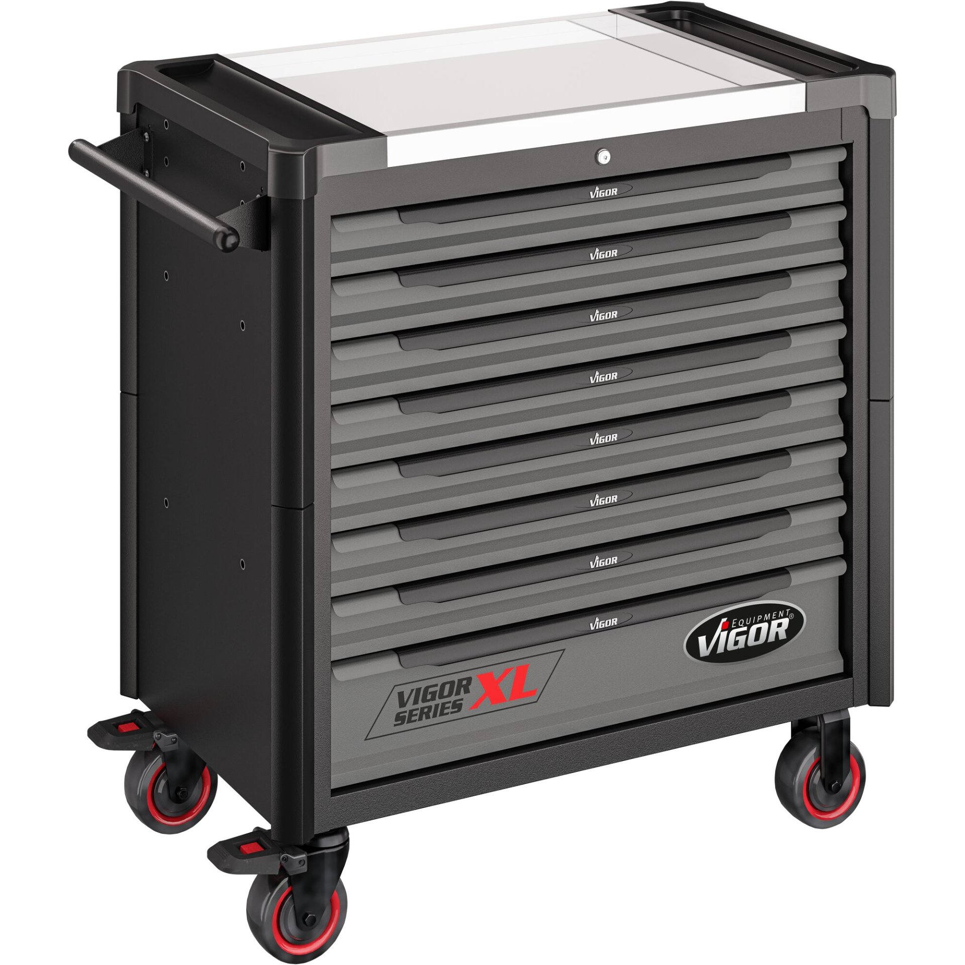 VIGOR Werkstattwagen Series XL ∙ Edelstahl-Arbeitsplatte ∙ leer ∙ V4481-X ∙ L x B x H: 949 mm x 523 mm x 1017 mm