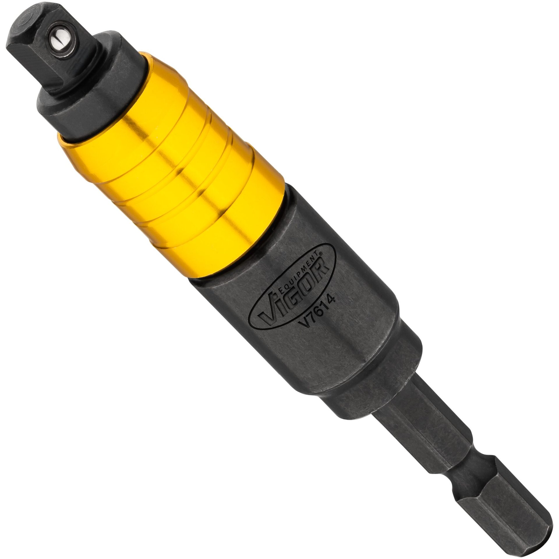 VIGOR Steckschlüssel Adapter ∙ mit Gelenk ∙ V7614 ∙ 1/4 Zoll (6,3 mm) Sechskant massiv ∙ 1/4 Zoll (6,3 mm) Vierkant massiv ∙ 16 mm
