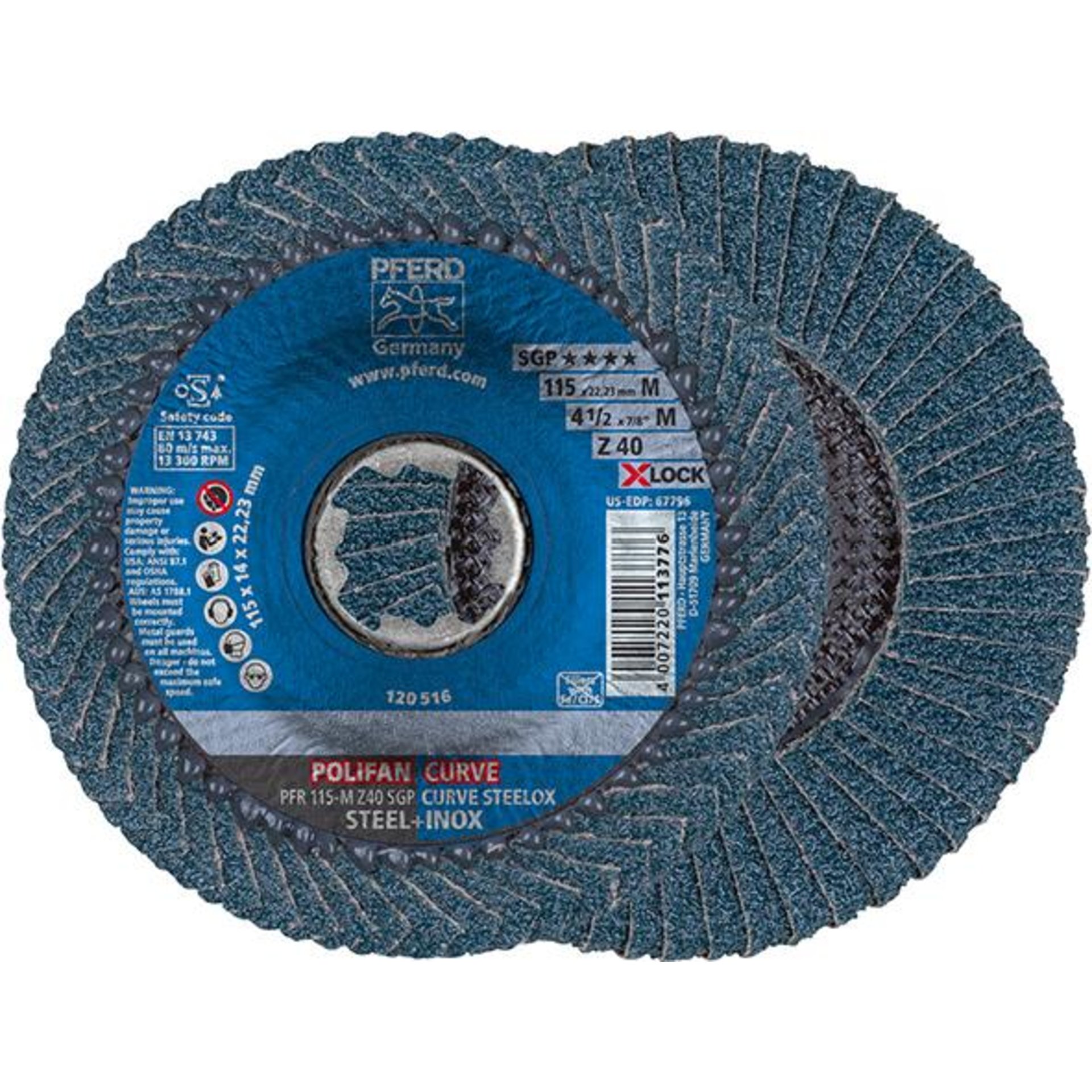 Fächerschleifscheibe X-LOCK SGP-CURVE 125mm mittel K40 Pferd