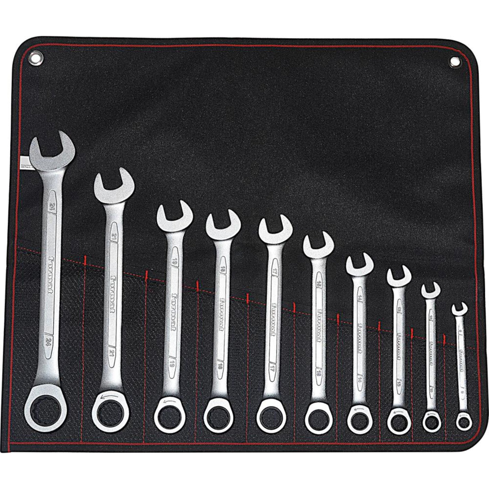 Ratschenschlüssel-Satz gerade 8-24mm 10-teiligin Rolltasche FORMAT