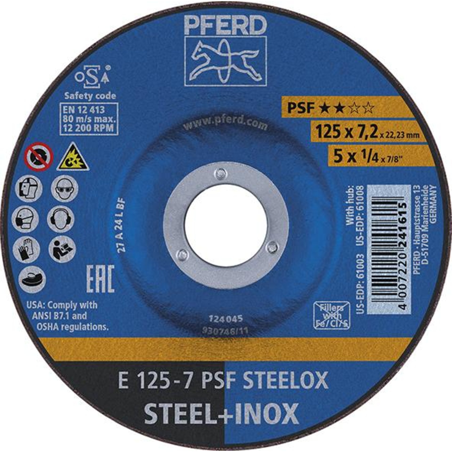 Schruppscheibe gekröpft PSFSTEELOX 230x8mm PFERD