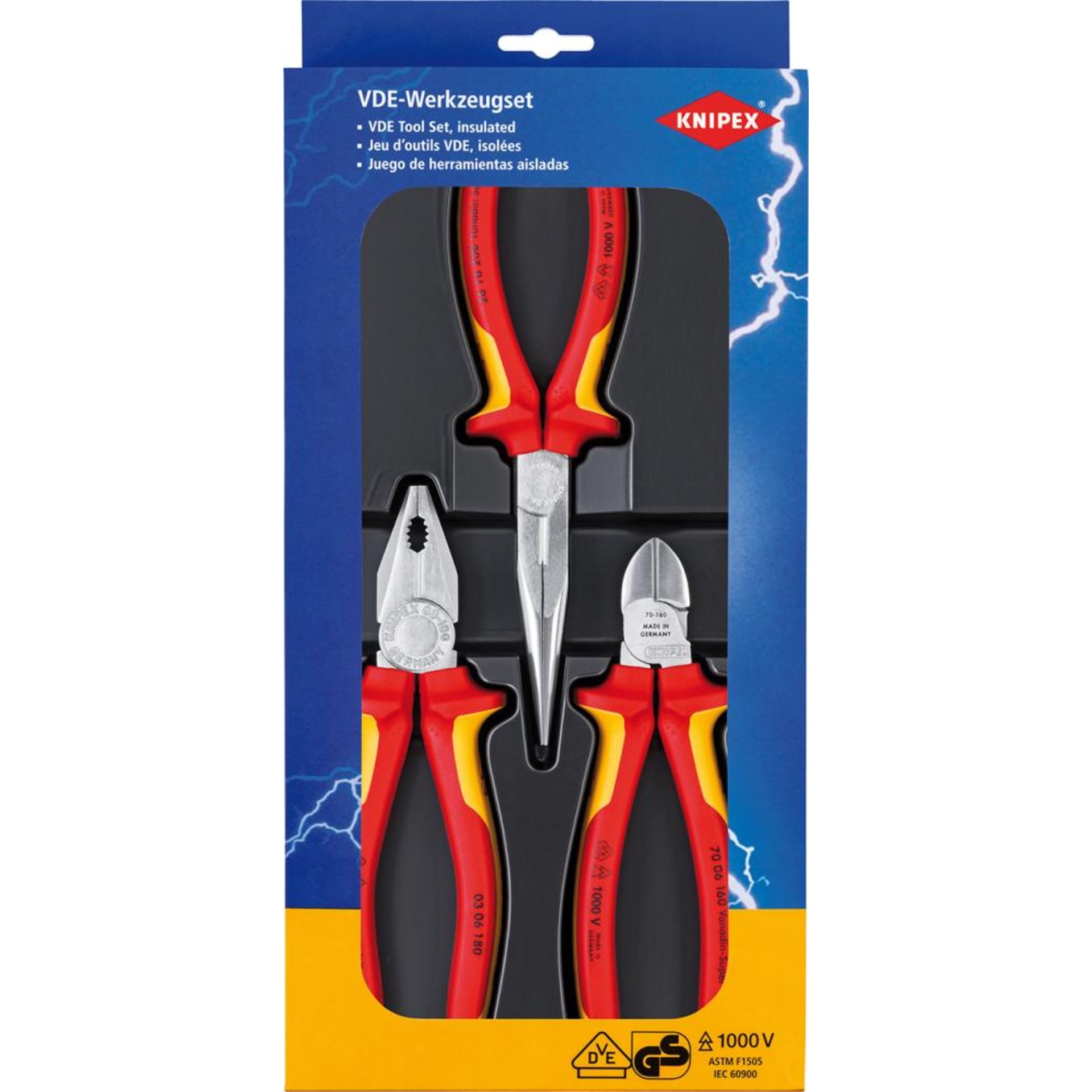 Zangen-Satz Sicherheit VDE 3-teilig KNIPEX