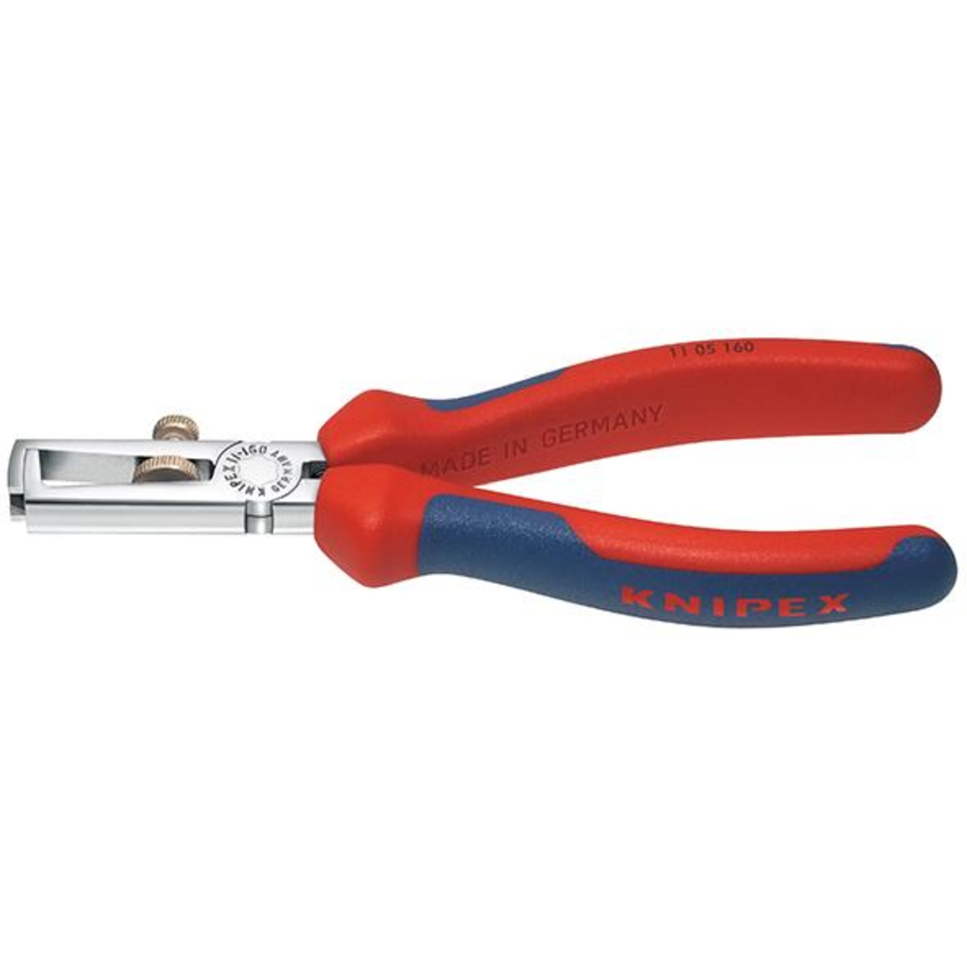KNIPEX 11 05 160 Abisolierzange mit Öffnungsfeder, universal mit Mehrkomponenten-Hüllen verchromt 160 mm