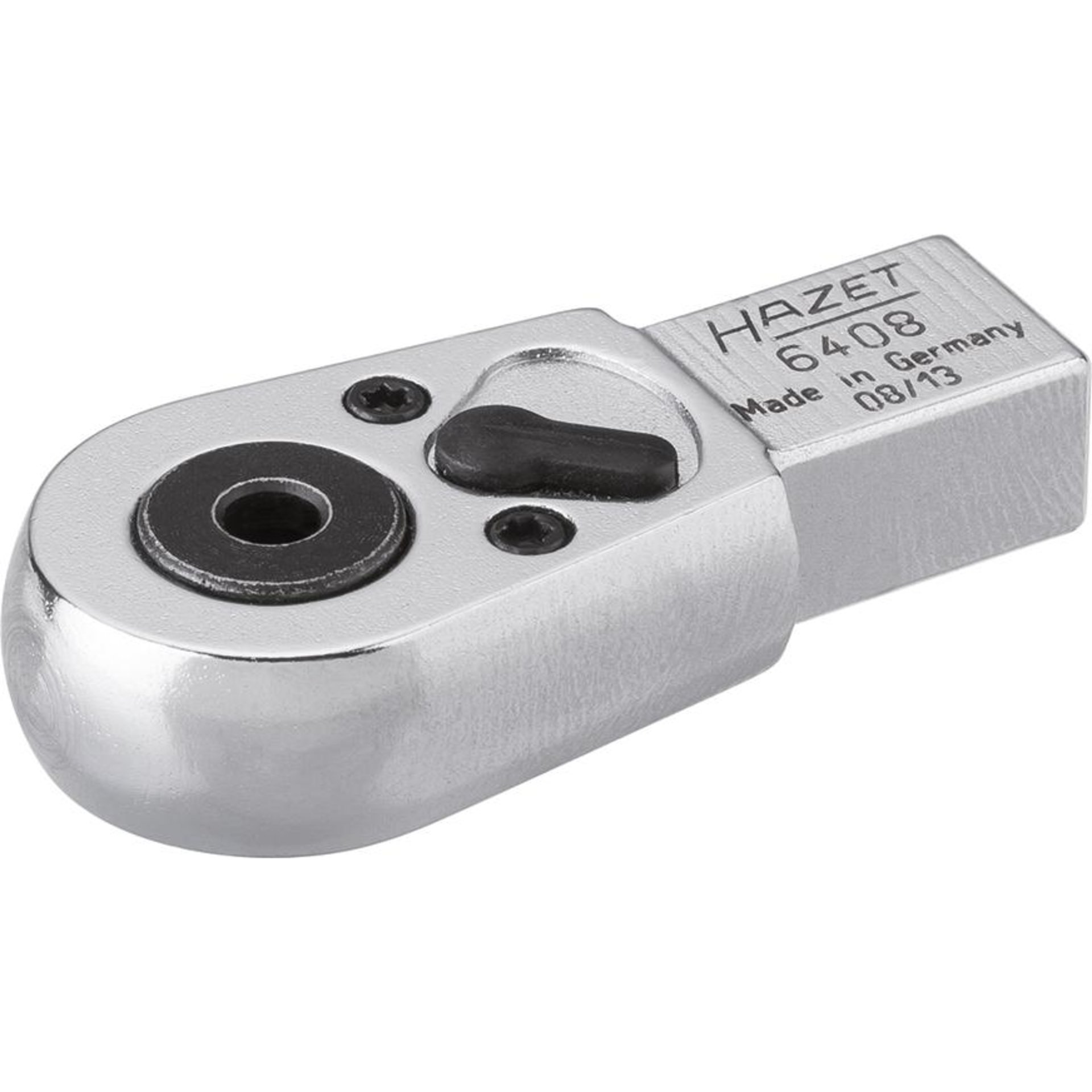 HAZET Insert reversible ratchet for bits 6408 ∙ 9 x 12 mm insert square ∙ 1/4 inch (6.3 mm) hexagon, hollow ∙ 46.5 mm