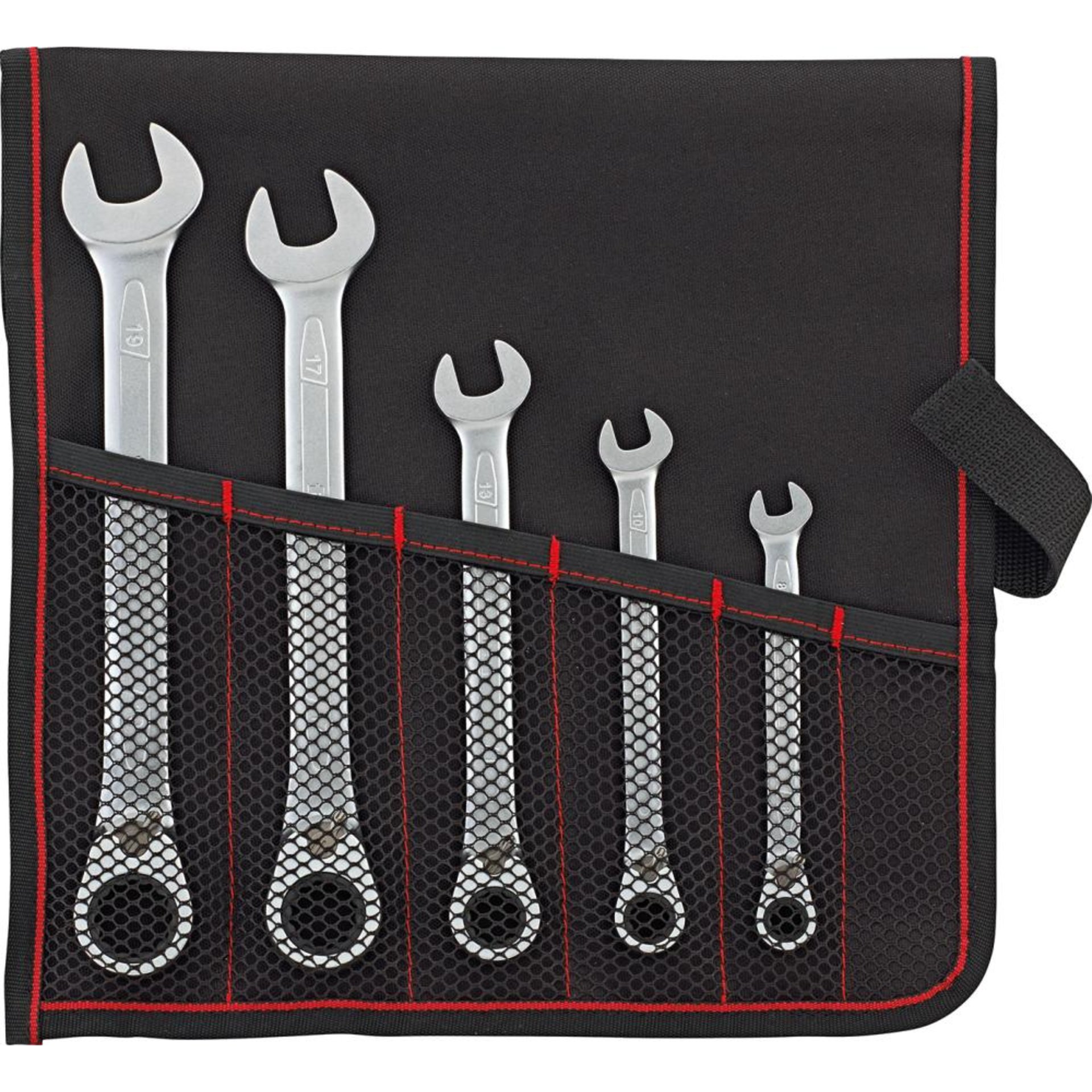 Ratschenschlüssel-Satz umschaltbar 8-19mm 5-teilig in Rolltasche FORMAT