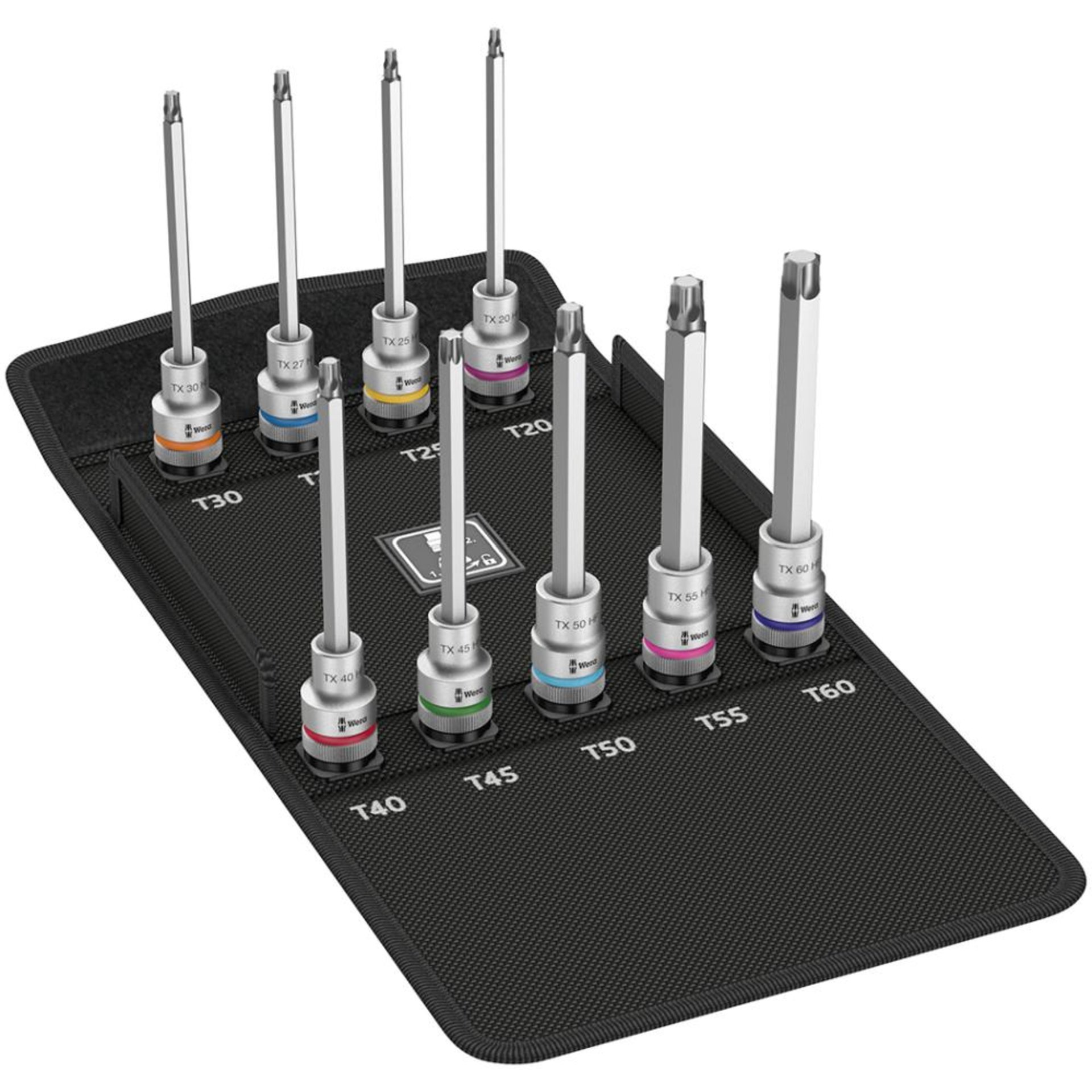 Schraubendrehereinsatz- Satz lang mit Haltefunktion Torx 1/2" 9-teilig Wera