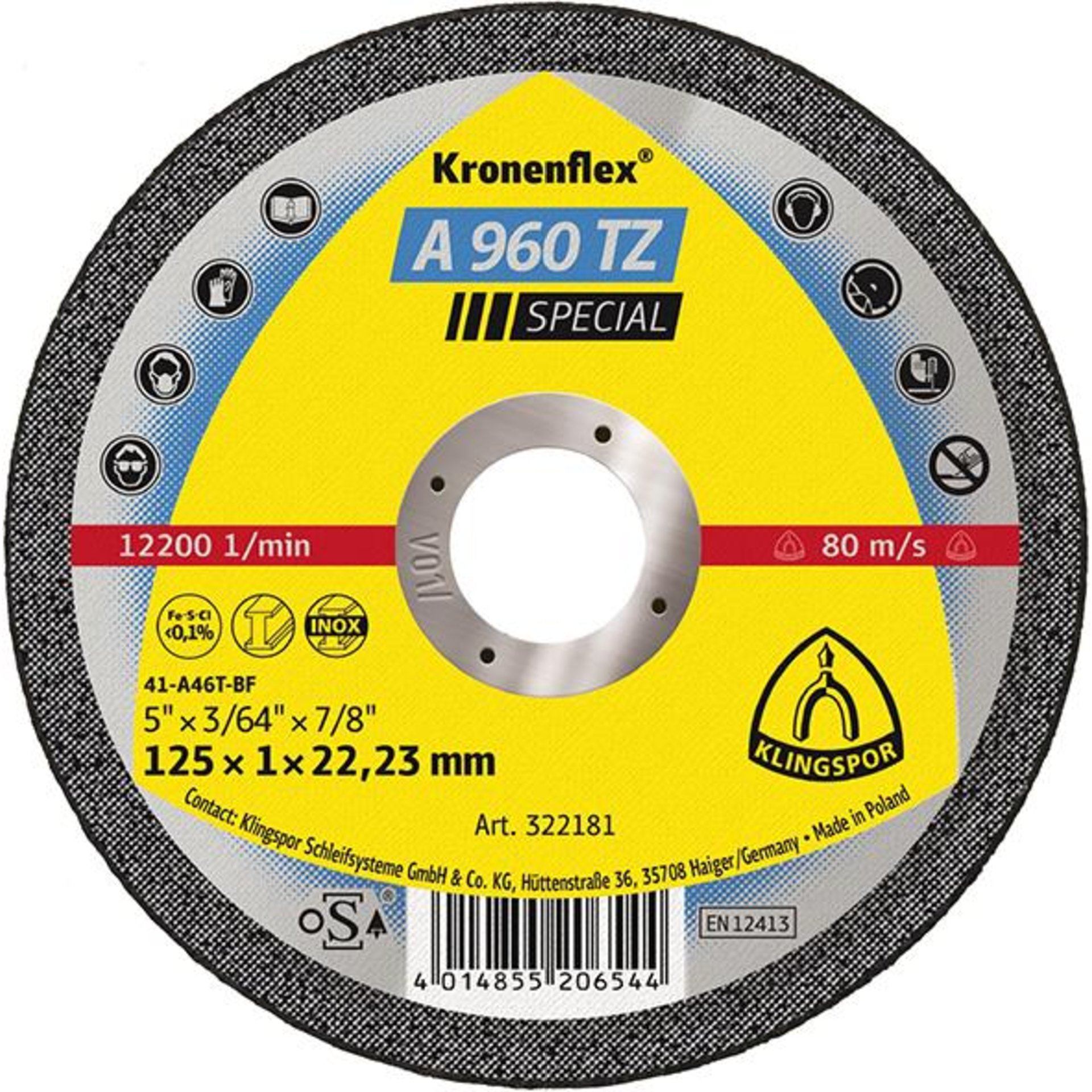Trennscheibe A960TZ 125x1,0mm gerade 25 St. in Kunststoff-Box KLINGSPOR