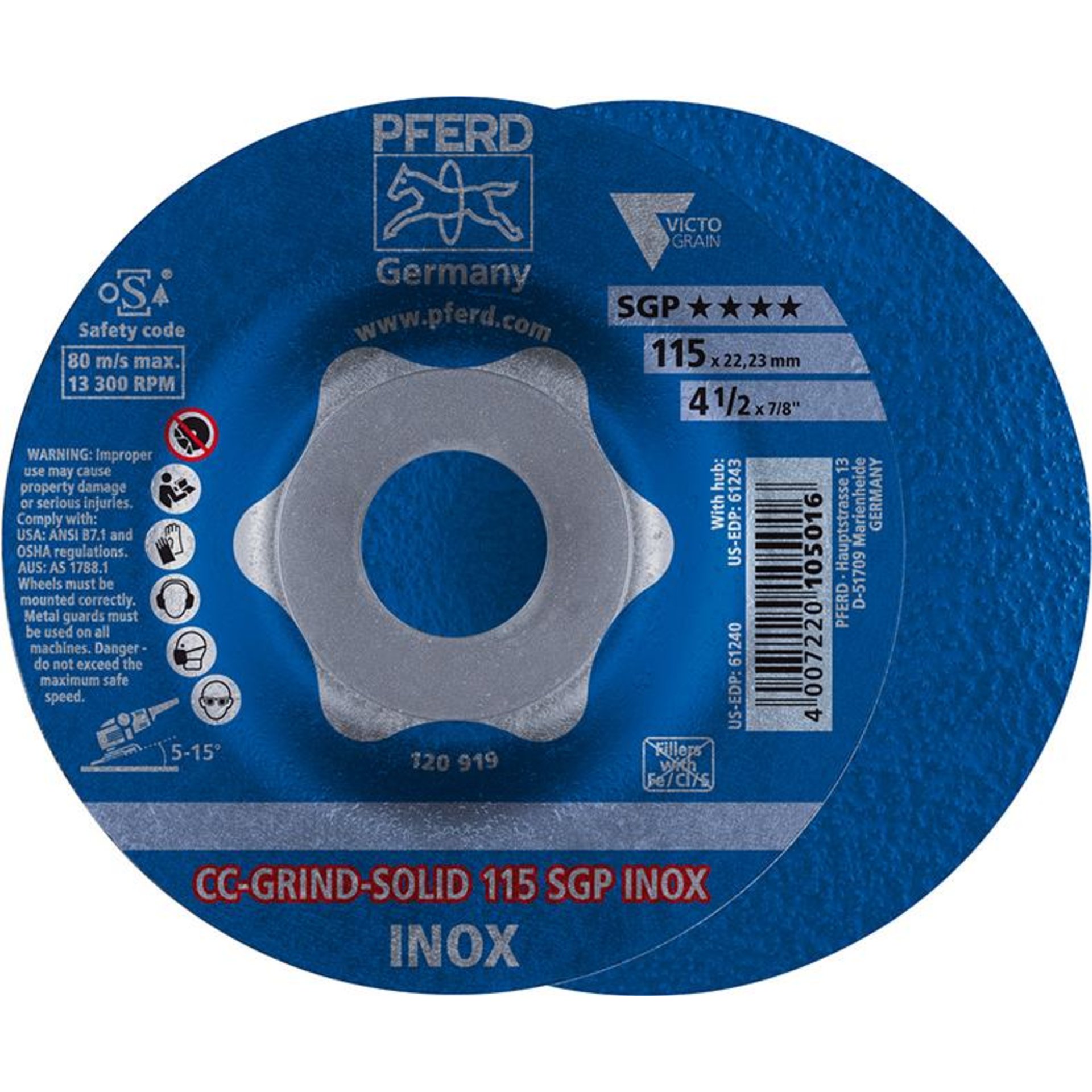 Schleifscheibe CC-GRIND SOLID SGP INOX für die Edelstahlbearbeitung