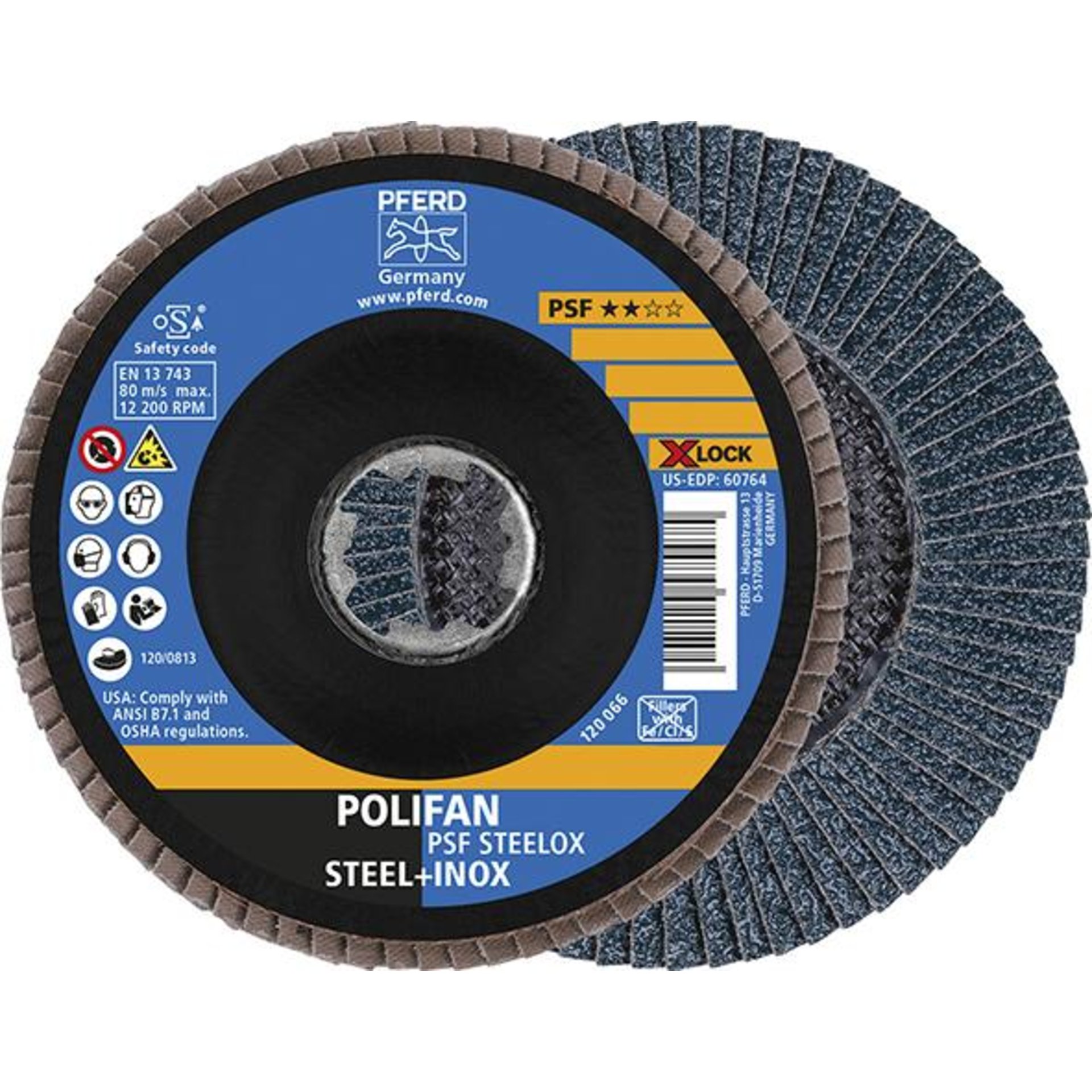 Fächerschleifscheibe X-LOCK STEELOX K40PSF 125mm Pferd