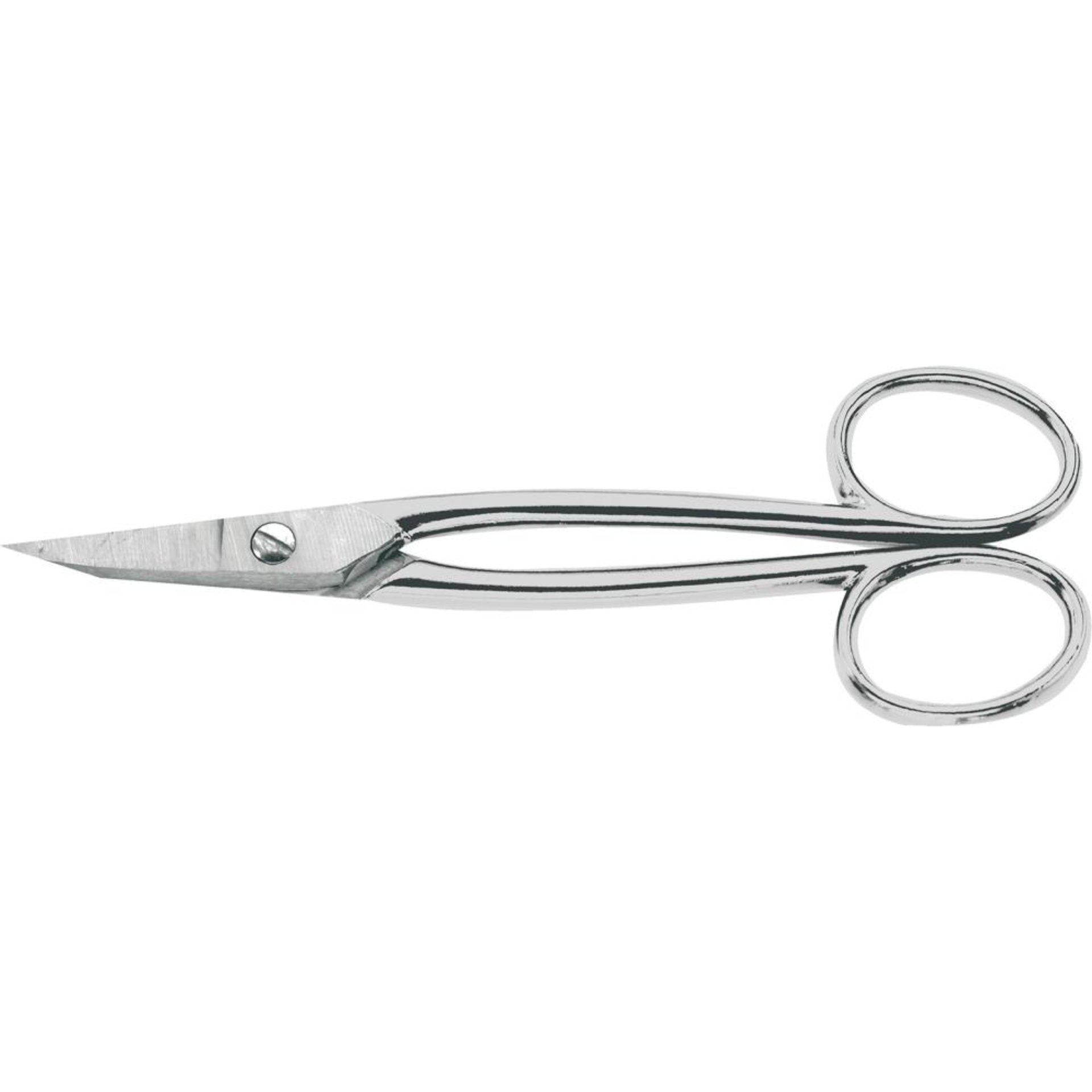 Goldschmiedeschere gebogen vernickelt mit Griffaugen 175mm Erdi