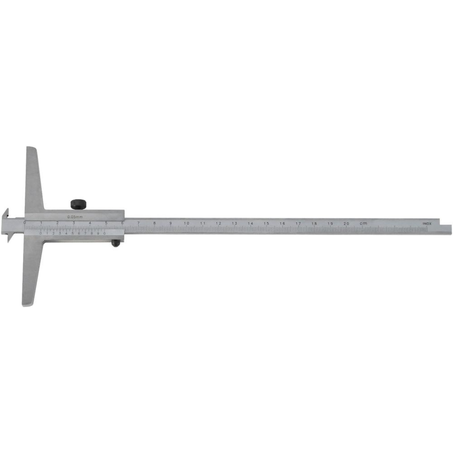 Tiefenmessschieber mit doppelseitig abgesetzter Messstange, Ablesung 0,05 mm