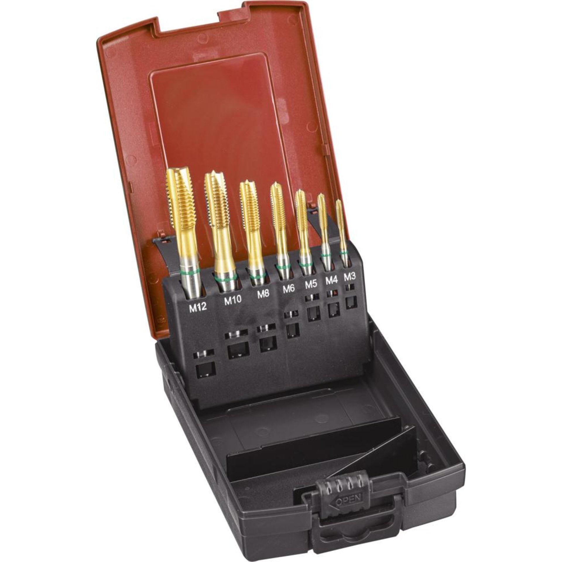 Maschinengewindebohrer- Set DIN371/376 TiN Typ UNI 6H DurchgangslochM3-M12 FORMAT