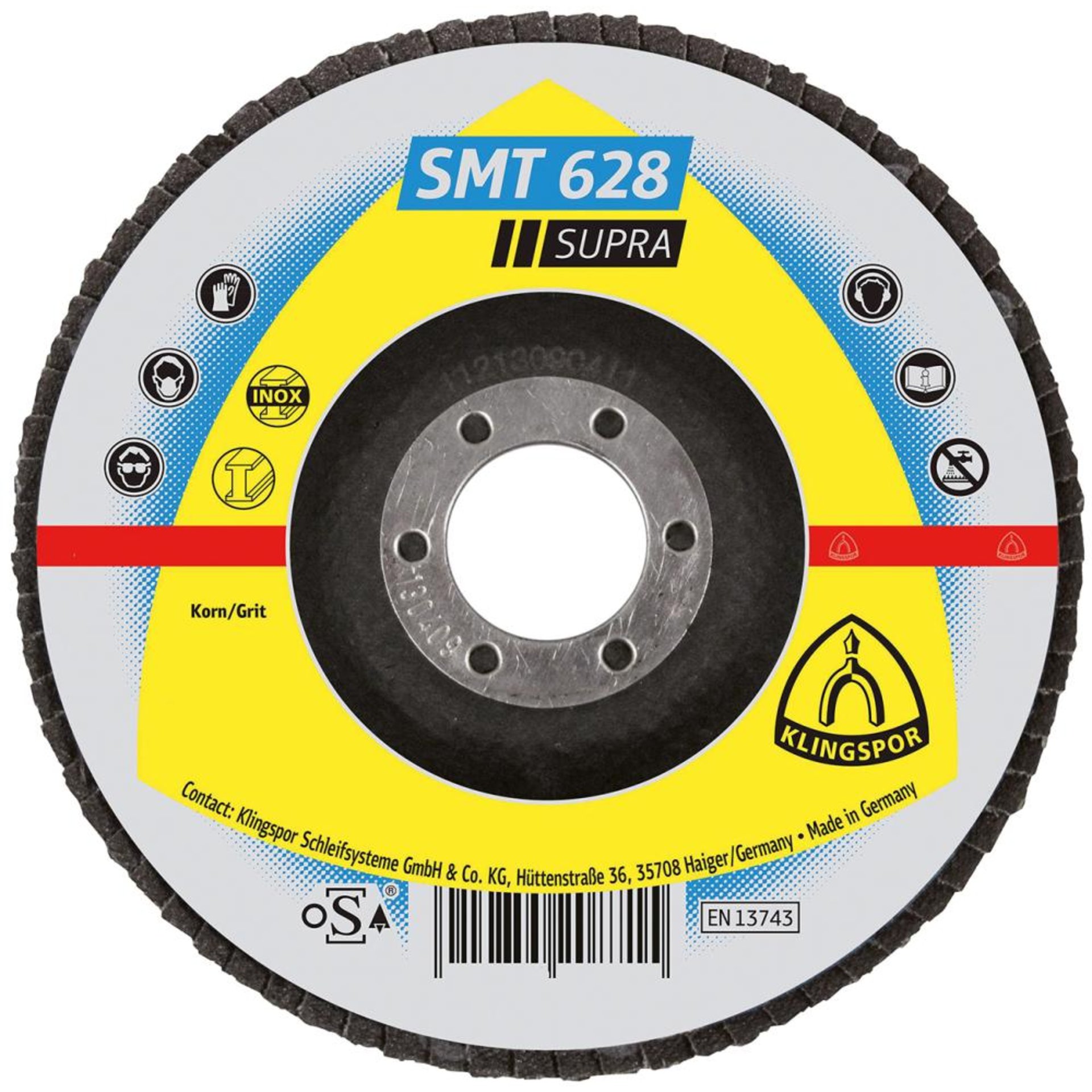 Schleifmopteller SMT628 gerade 125mm K80 Klingspor