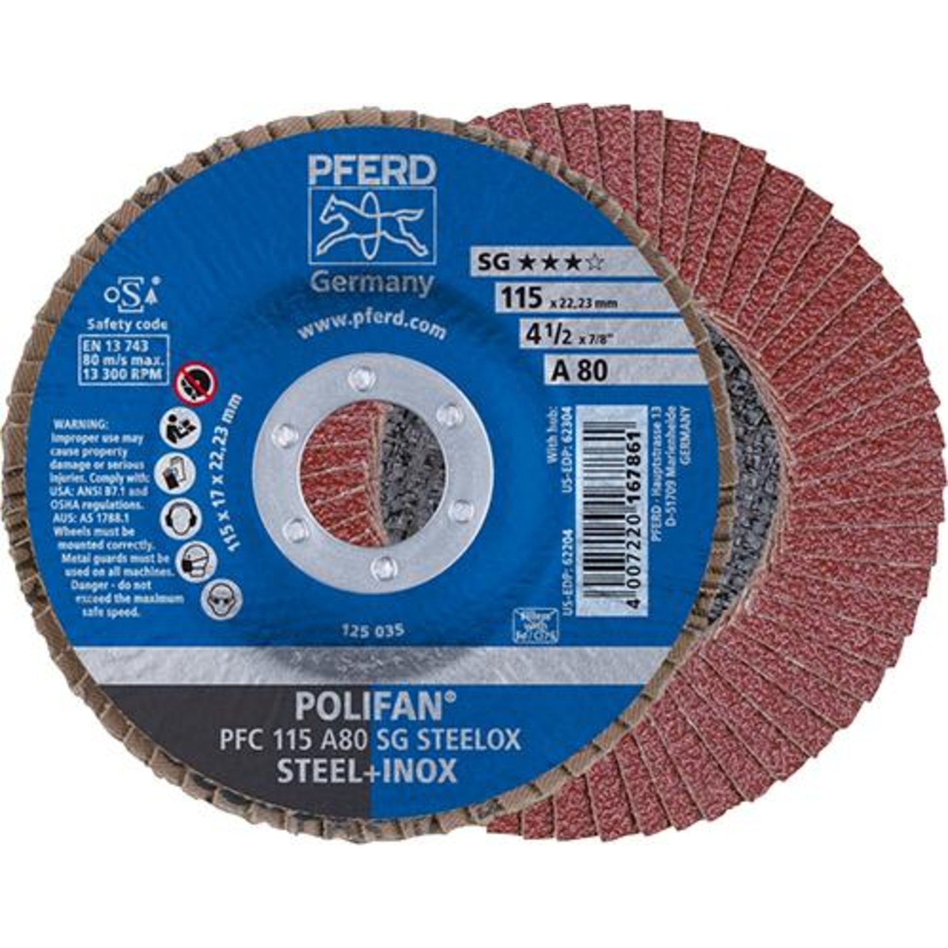 Fächerschleifscheibe A120SG gewölbt 115mm K120Pferd