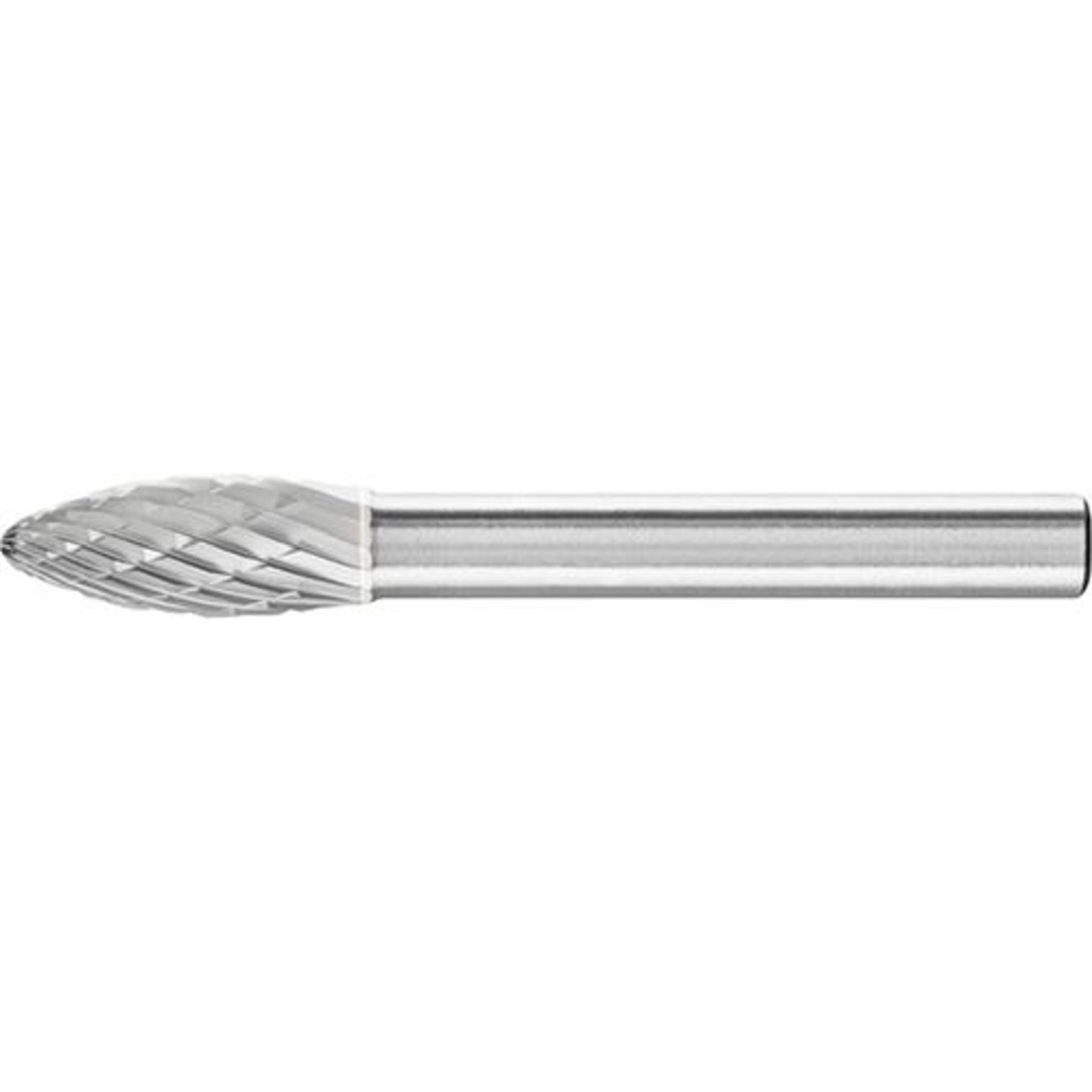 Hartmetallfrässtift (Rotorfräser) DIN 8033 – Schaft-Ø 6 mm, Flammenform B, Zahnung 3 PLUS