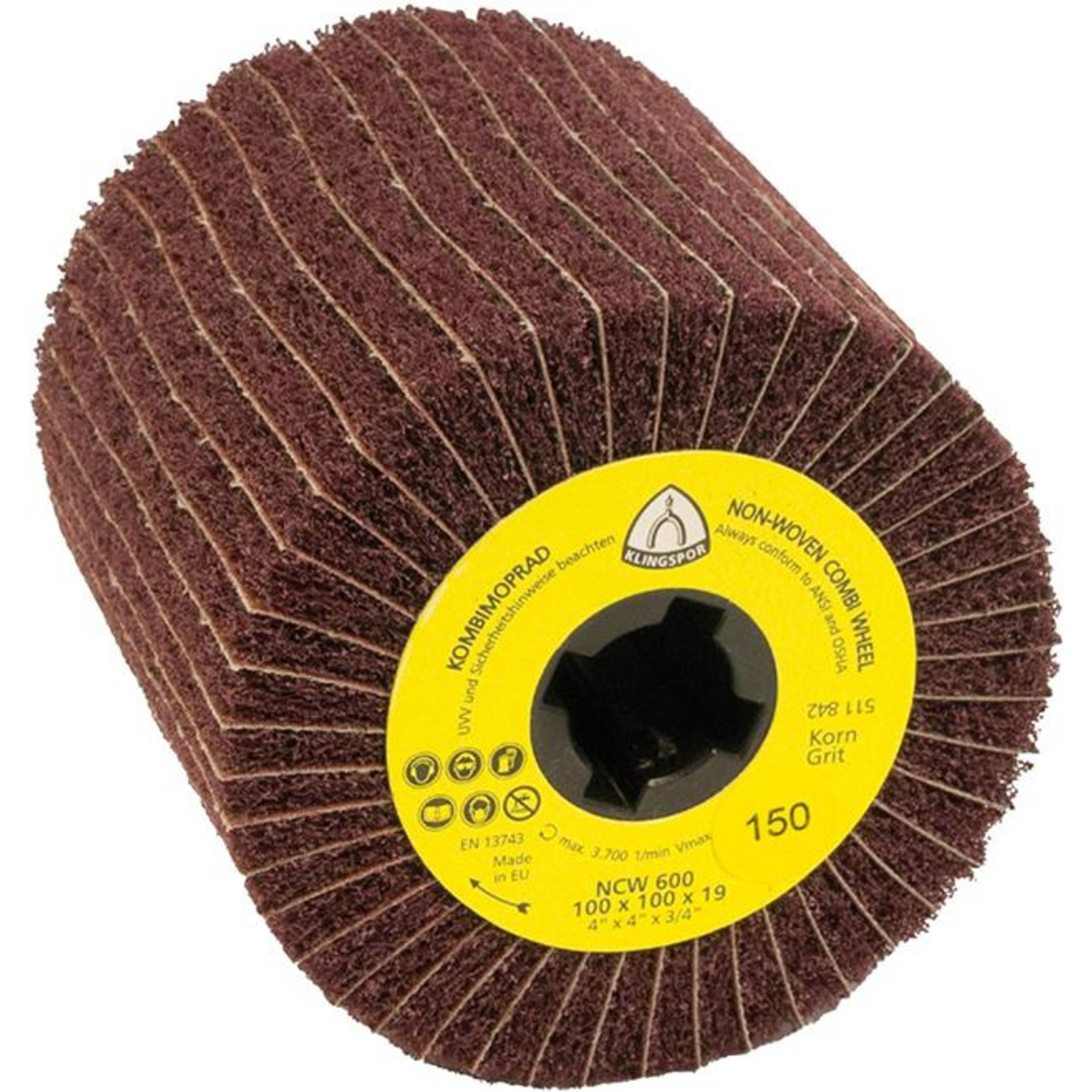 Schleifmoprad mit Vlies NCW600 K100 100x100x19mm Klingspor