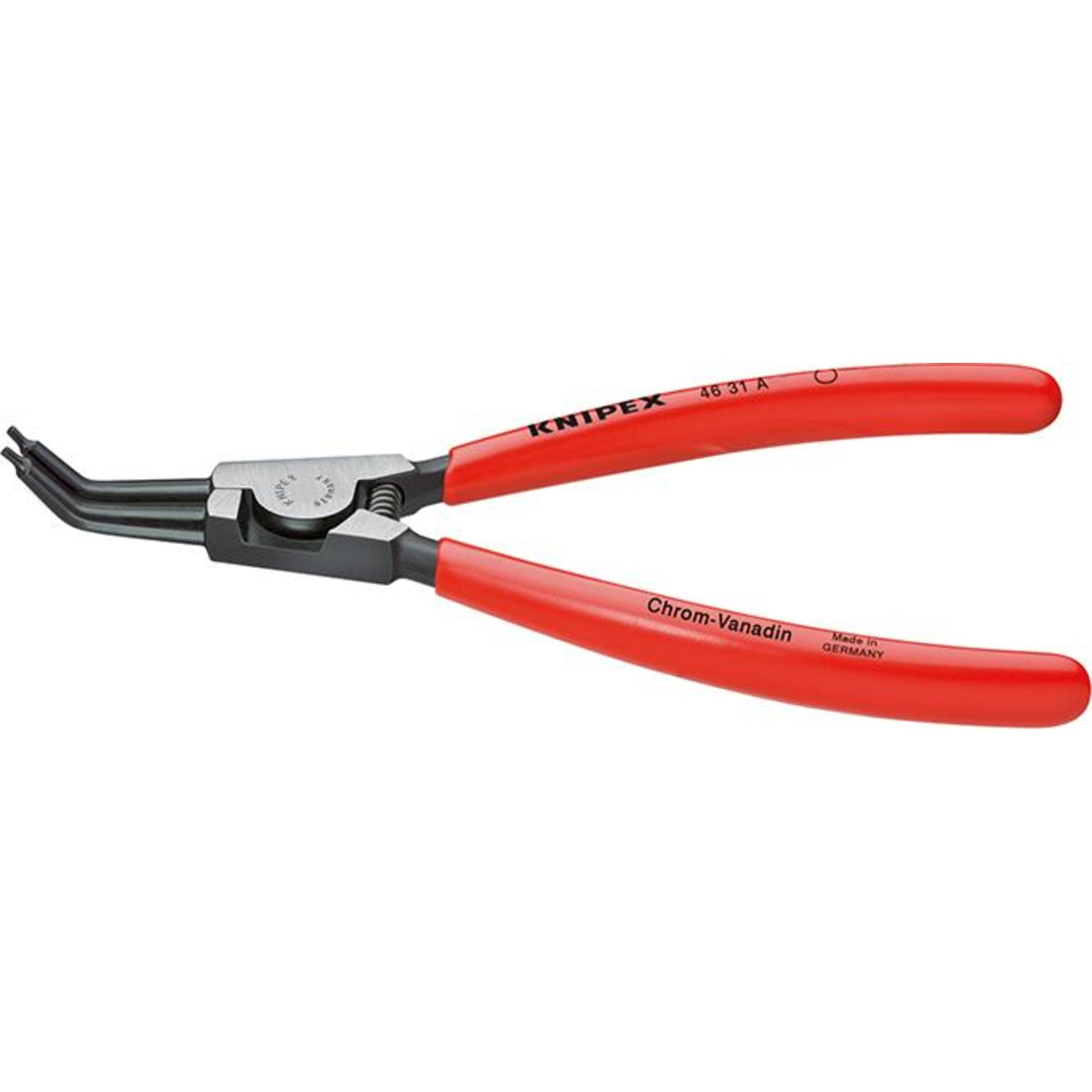 KNIPEX 46 31 A22 Sicherungsringzange für Außenringe auf Wellen 45° gewinkelt mit Kunststoff überzogen schwarz atramentiert 185 mm