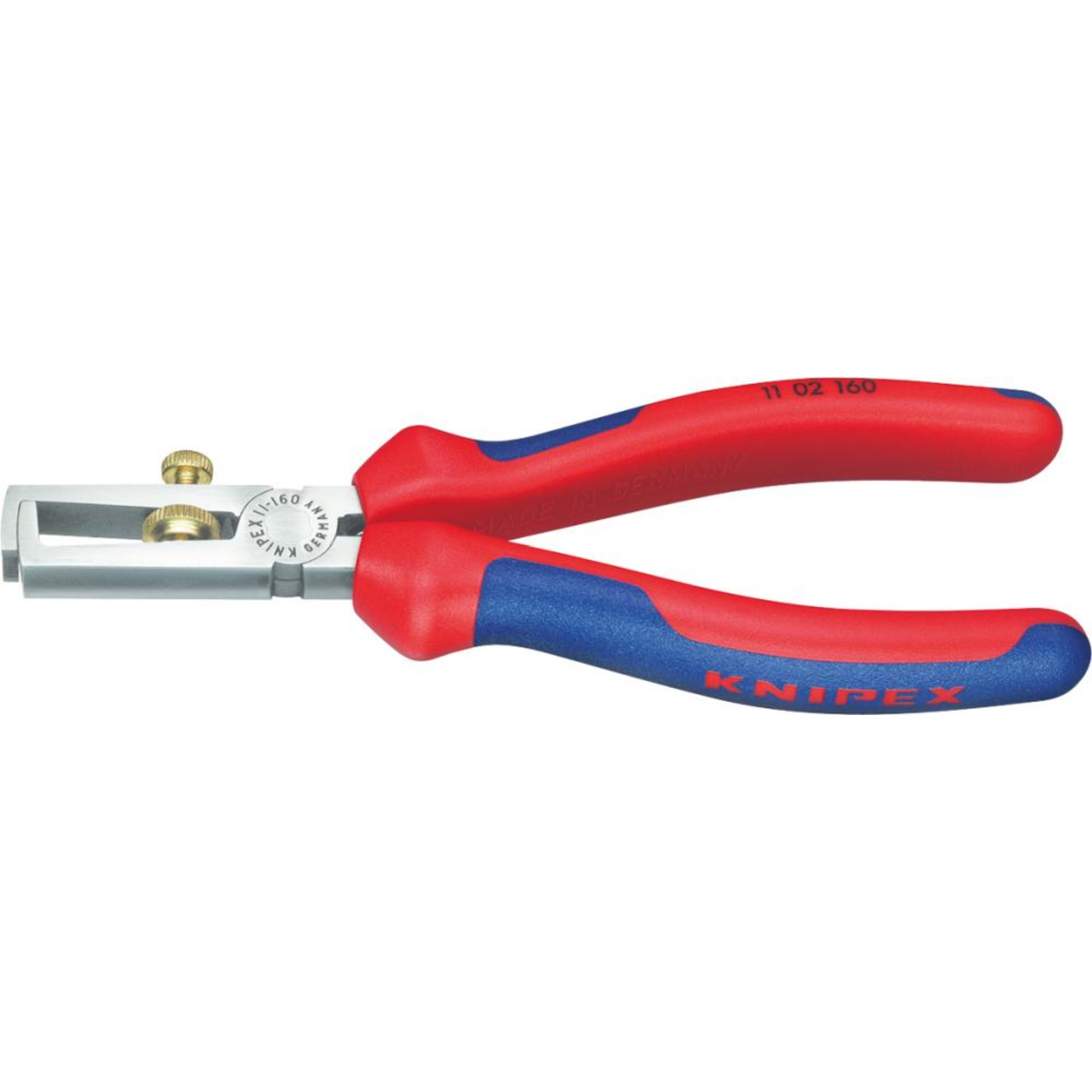 KNIPEX 11 02 160 Abisolierzange mit Öffnungsfeder, universal mit Mehrkomponenten-Hüllen schwarz atramentiert 160 mm