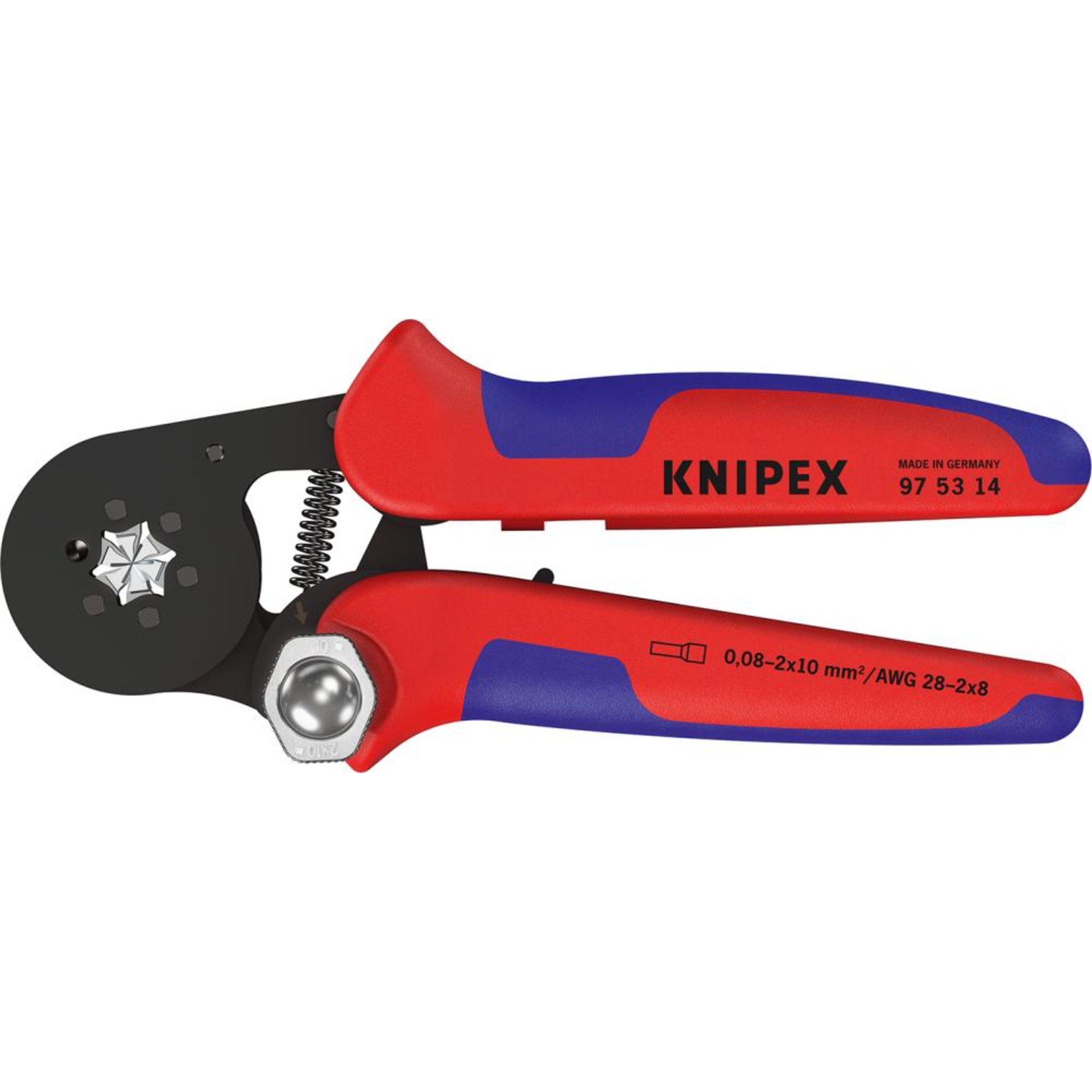 KNIPEX 97 53 14 Selbsteinstellende Crimpzange für Aderendhülsen mit Seiteneinführung mit Mehrkomponenten-Hüllen brüniert 180 mm