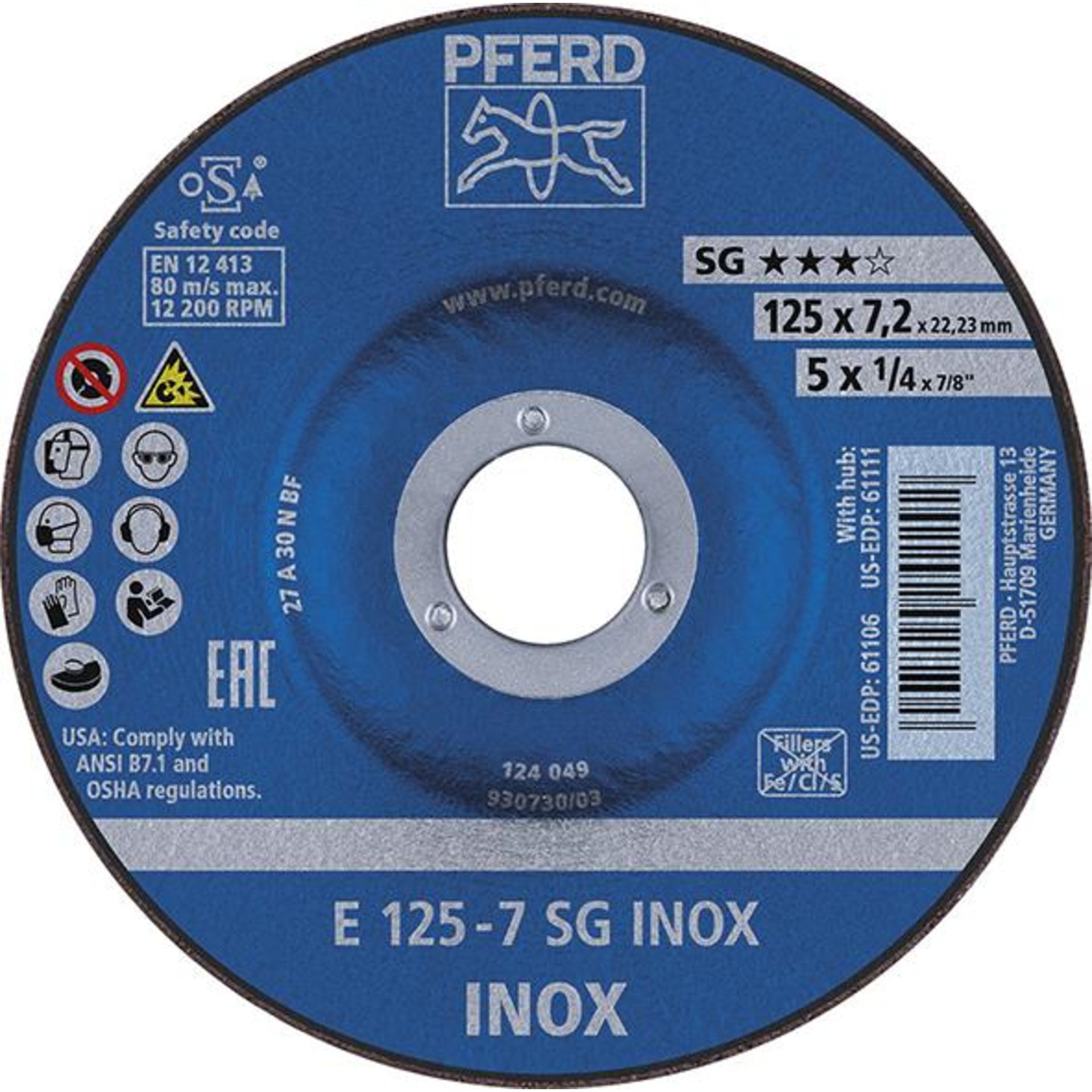 Schruppscheibe gekröpft für V2A A30NSG 115x7,2mm PFERD
