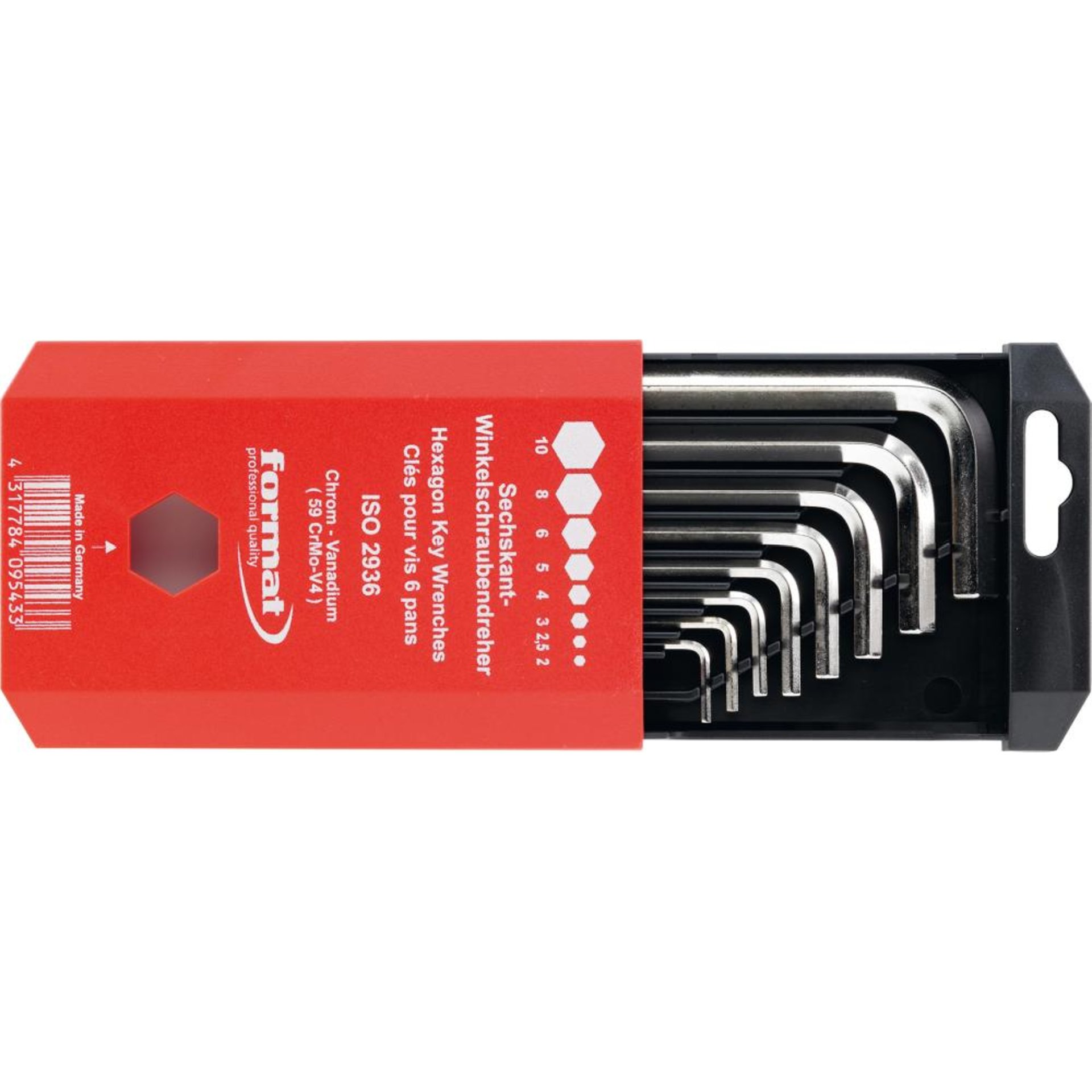 Winkelschraubendreher- Satz in Schiebebox 8-teilig 2-10mm vernickelt FORMAT