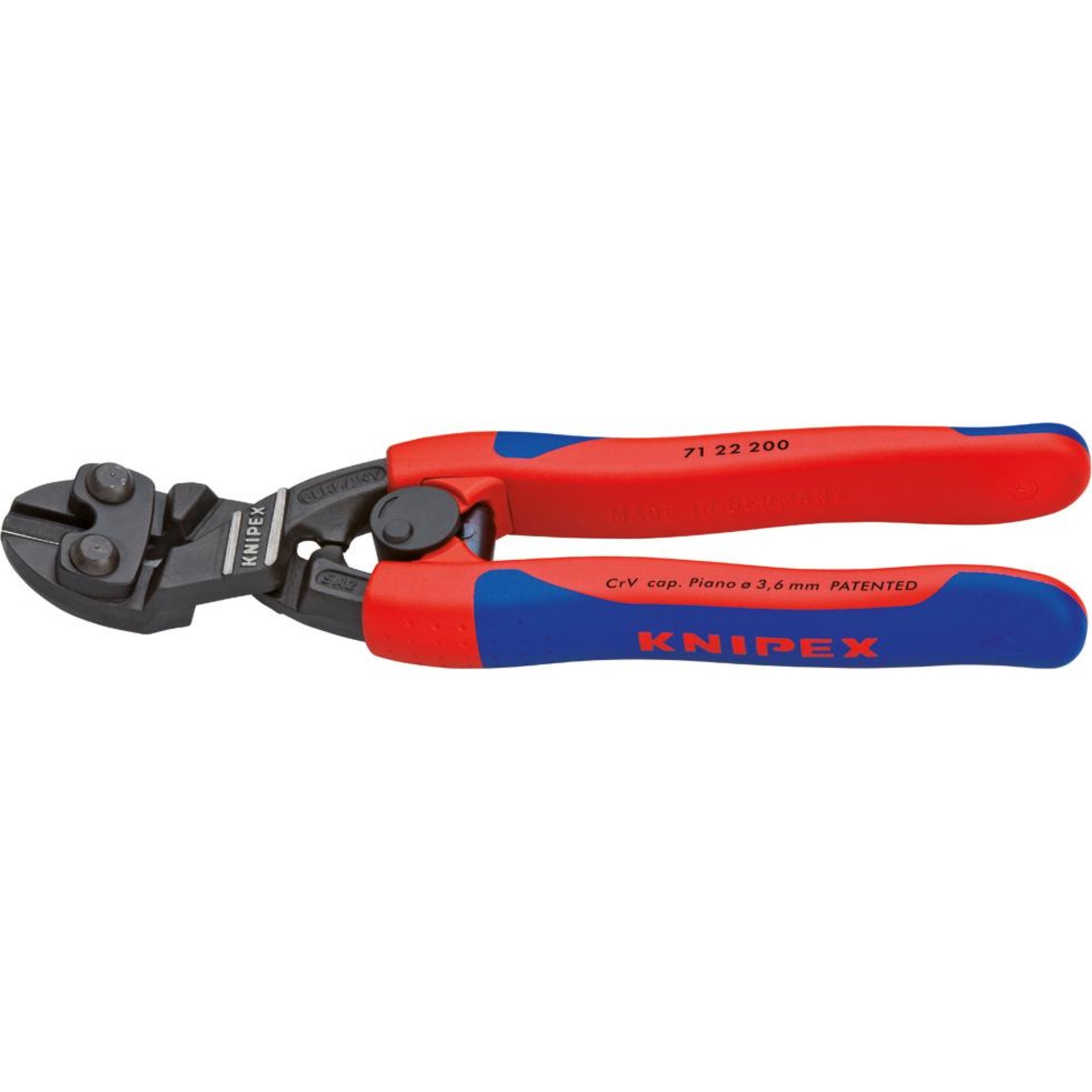 KNIPEX 71 22 200 CoBolt® Kompakt-Bolzenschneider mit schlanken Mehrkomponenten-Hüllen schwarz atramentiert 200 mm