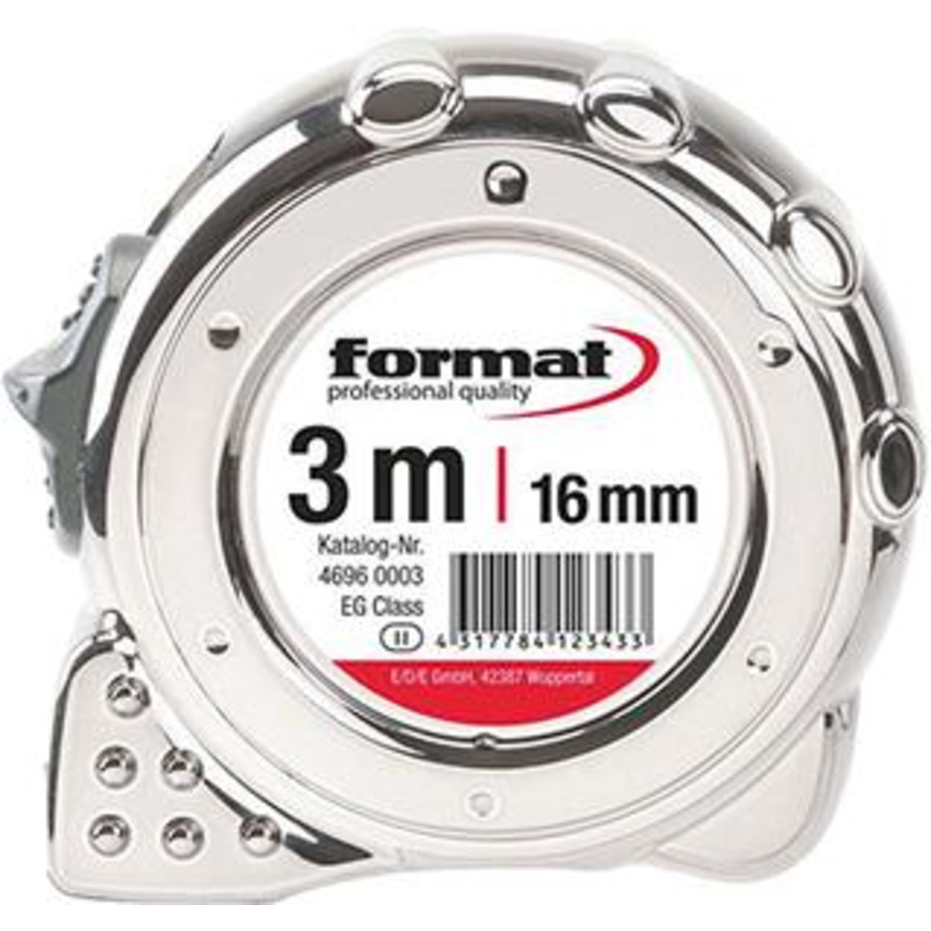 Taschenbandmaß verchromt 3mx16mm weiß FORMAT