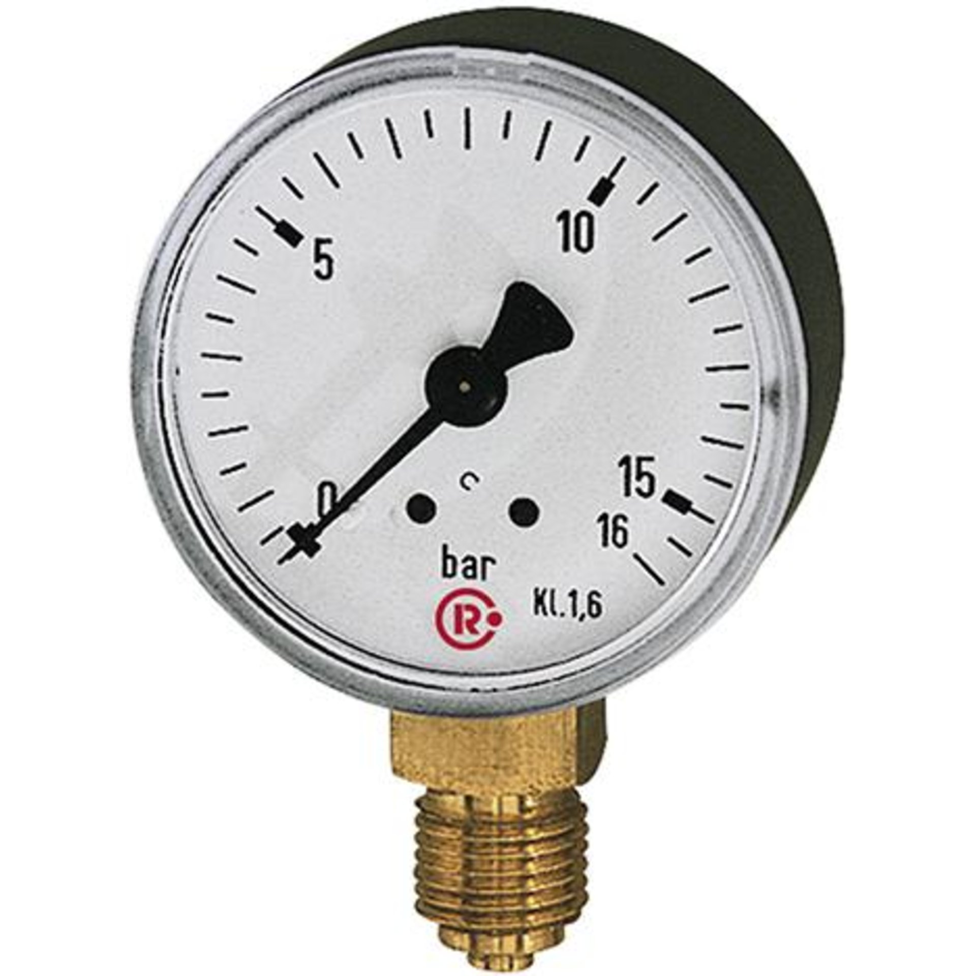 Manometer stehend 63mm 0-10bar G1/4" Einfachskala, Kunststoffgeh., RIEGLER