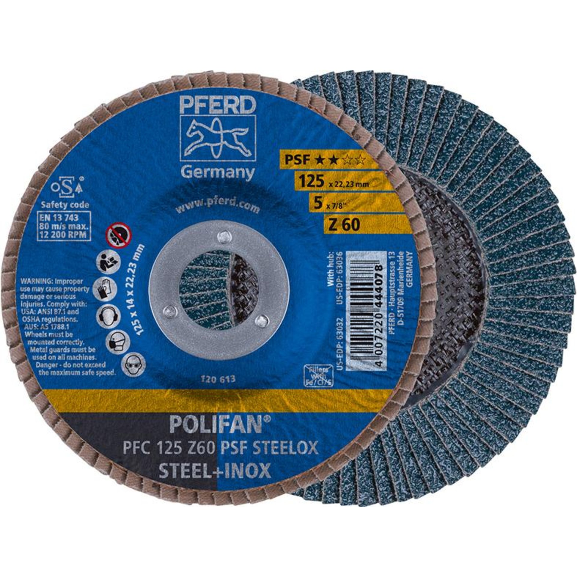 Fächerschleifscheibe Z 60PSF gerade 125mm K60 Pferd