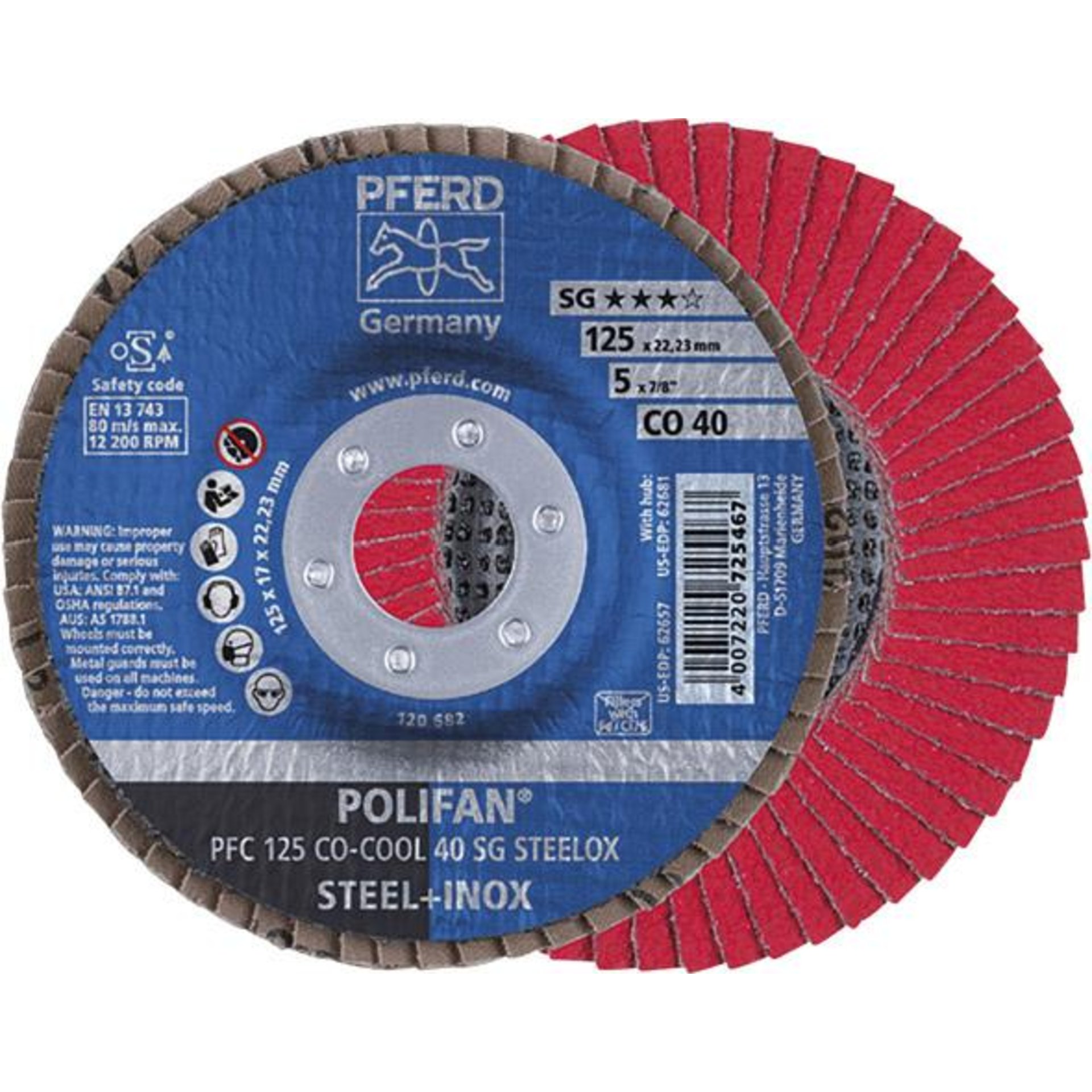 Fächerschleifscheibe SGP-COOL gewölbt 125mm CO40 Pferd