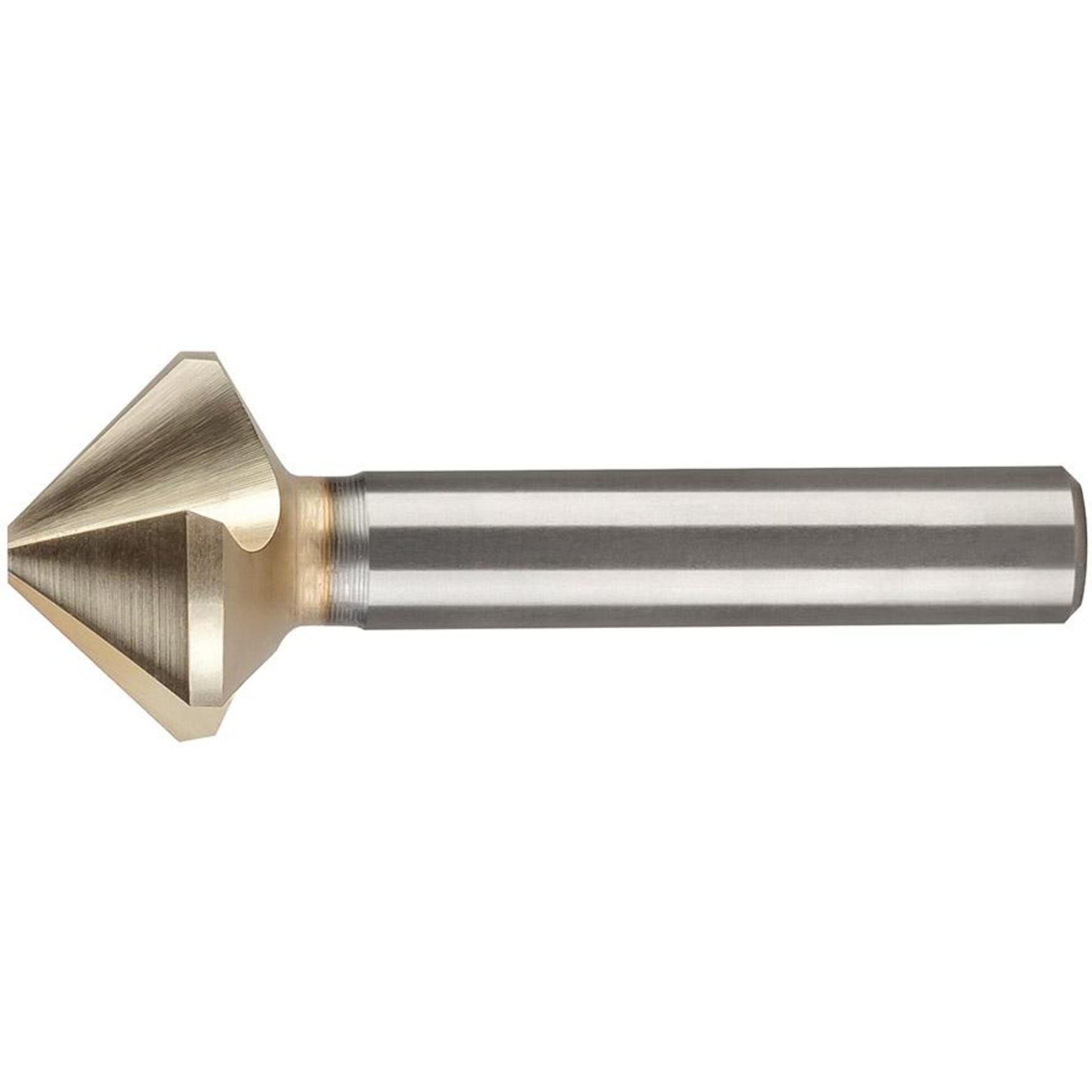 Kegel- und Entgratsenker, 90°, mit ungleicher Teilung, mit zyl. Schaft VHM TiZrN