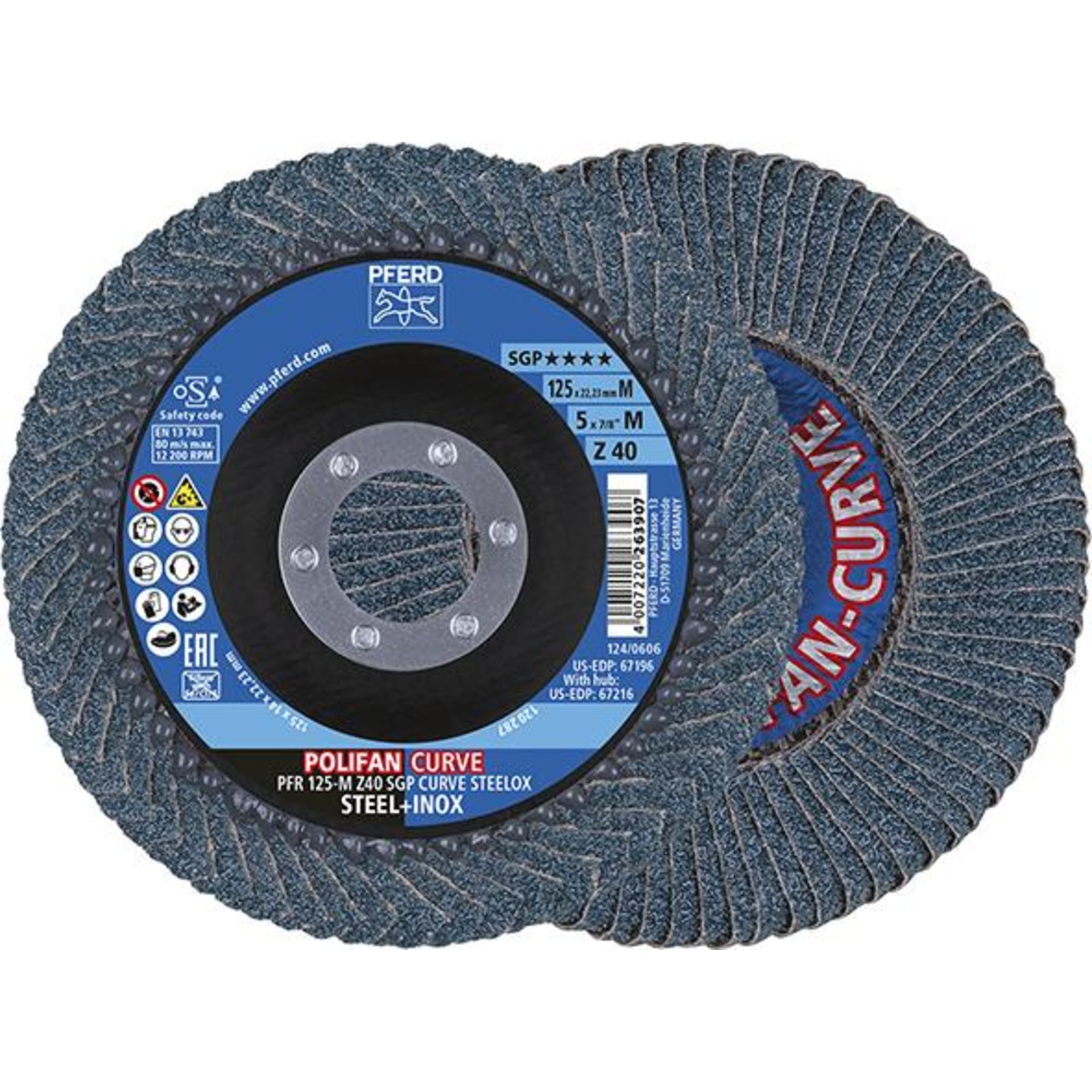Fächerschleifscheibe Z 40SGP CURVE L 125mm K40Pferd
