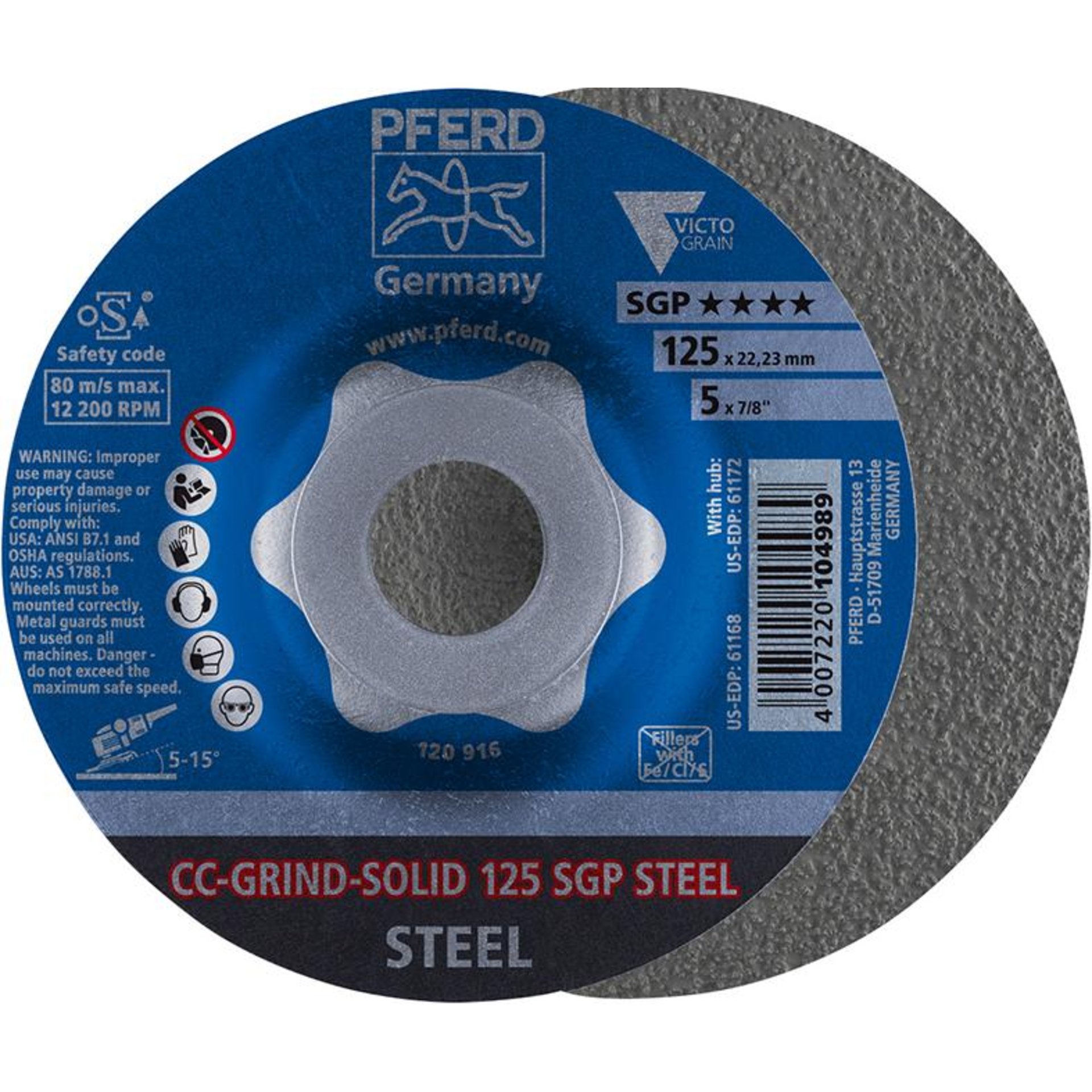 Schleifscheibe CC-Grind Solid SGP STEEL 125mm PFERD