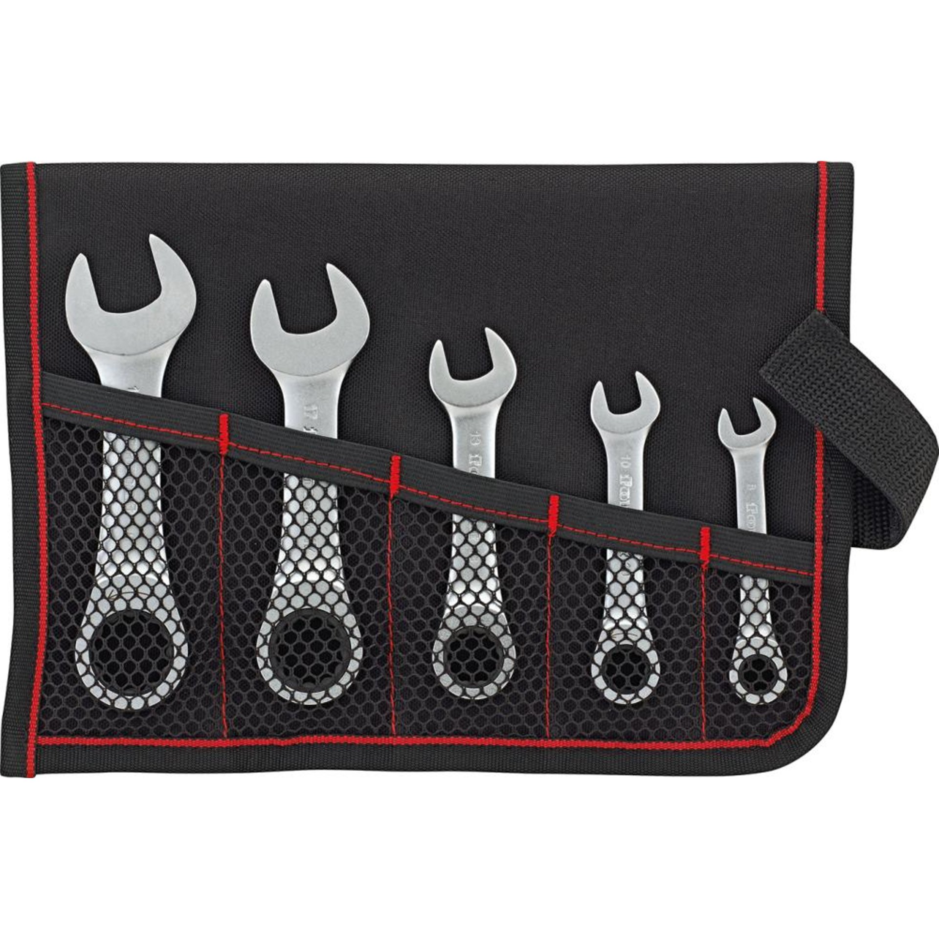 Ratschenschlüssel-Satz gerade 8-19mm extrakurz 5-teilig in Rolltasche FORMAT