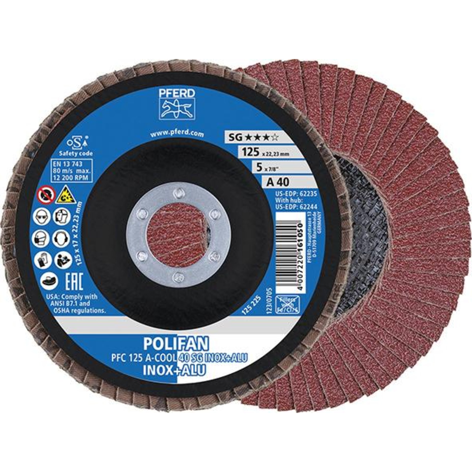Fächerschleifscheibe A-COOL SG gewölbt 125mm K80 Pferd